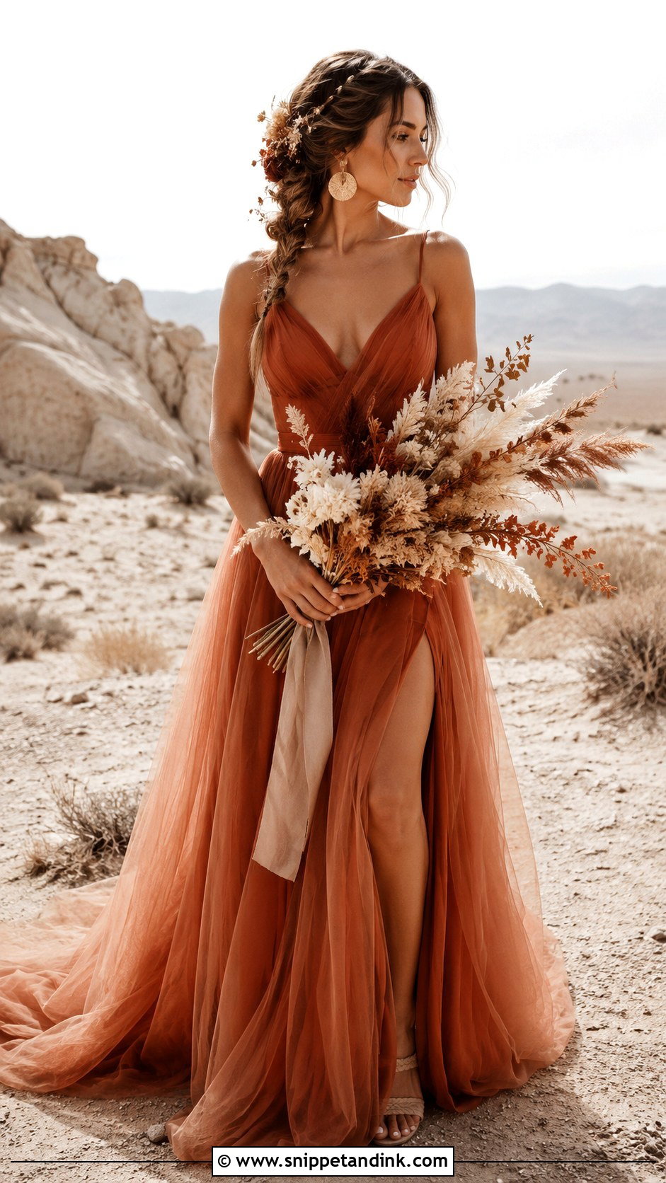 Terracotta Bohemian Wedding Dress With Soft Tulle - Snippet and Ink - 20 Earthy Wedding Dress Bohemian Ideas