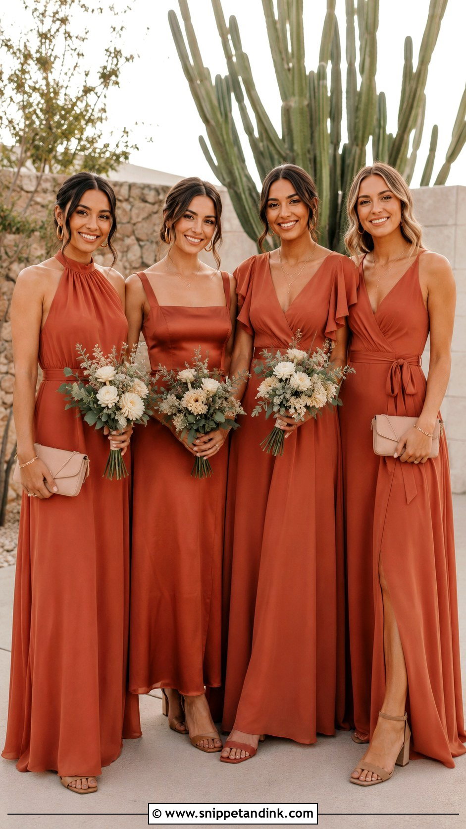 Terracotta Bridal Party Dresses - Snippet and Ink - 20 Bridal Party Attire Ideas