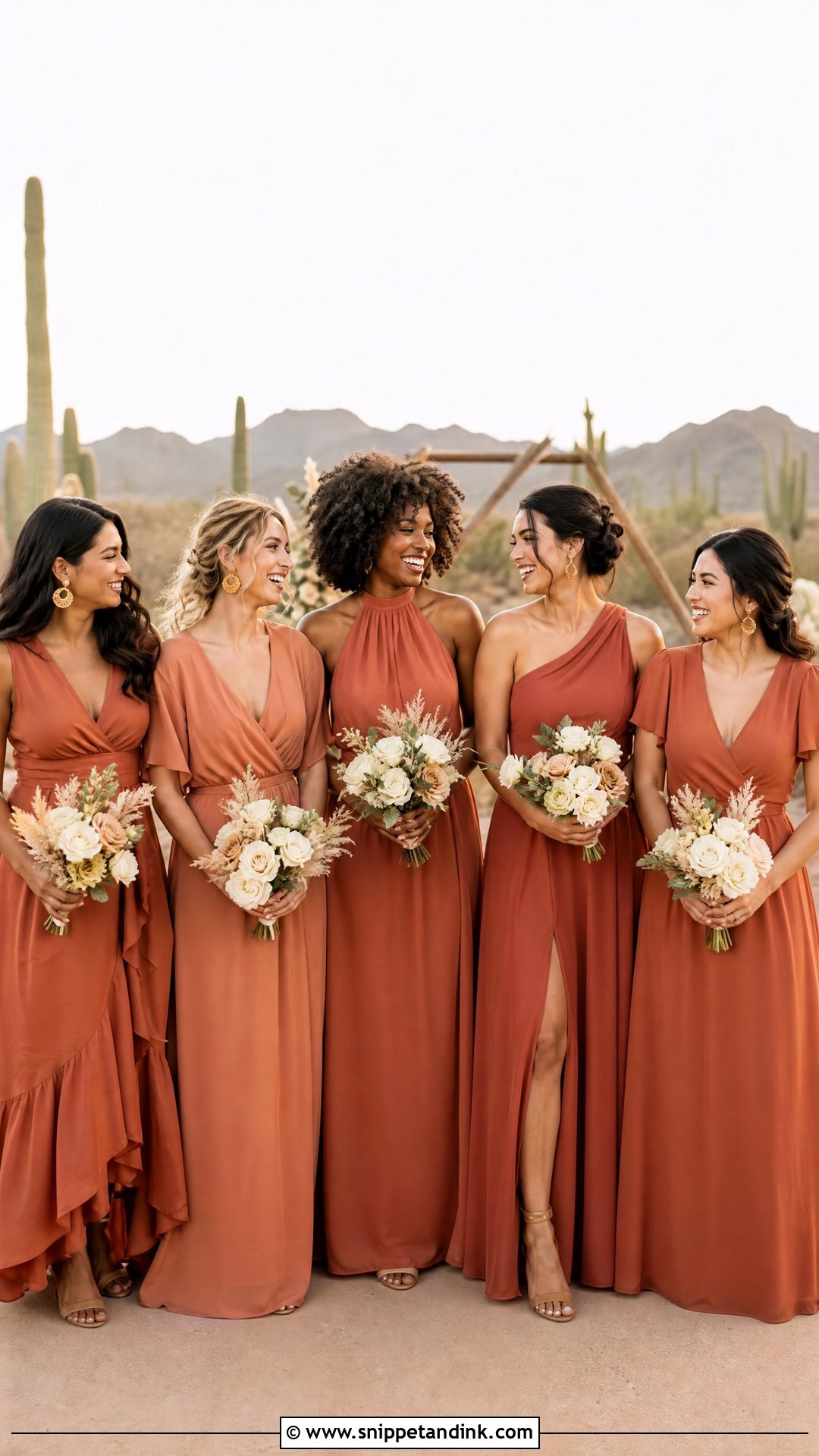 Terracotta Chiffon Boho Bridal Party Look - Snippet and Ink - 20 Boho Bridal Party Ideas