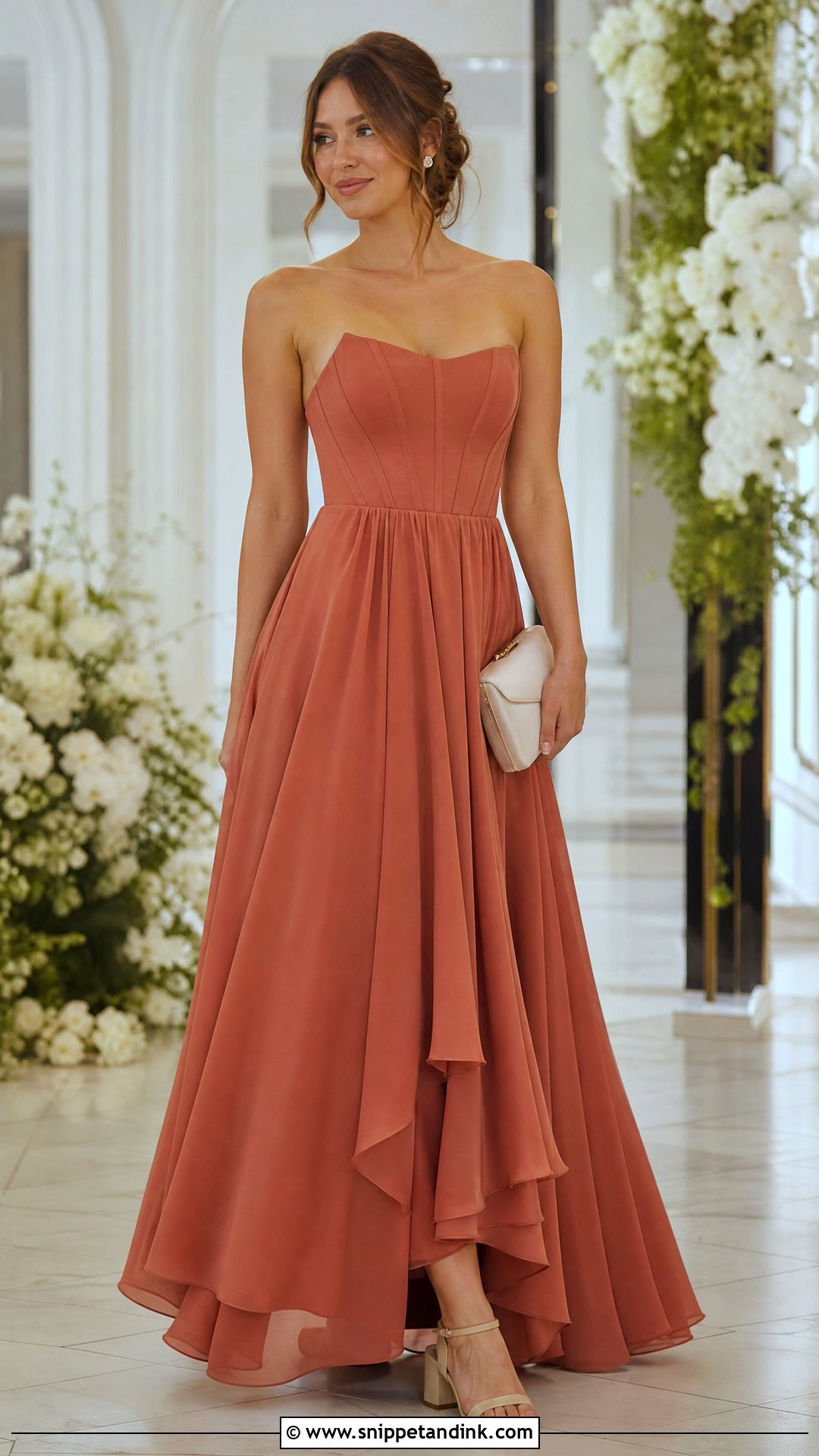 Terracotta Corset Bodice Wedding Dress - Snippet and Ink - 20 Terracotta Wedding Dress Ideas