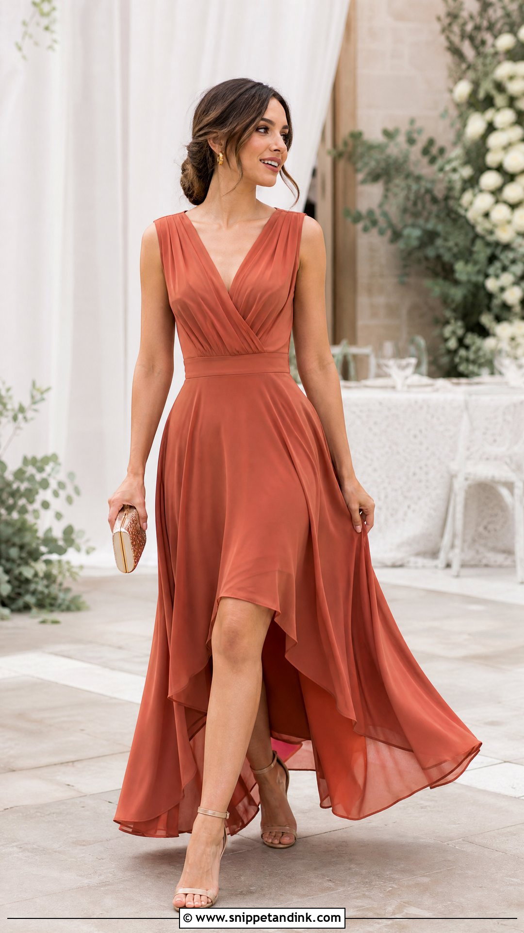 Terracotta High Low Wedding Dress - Snippet and Ink - 20 Terracotta Wedding Dress Ideas