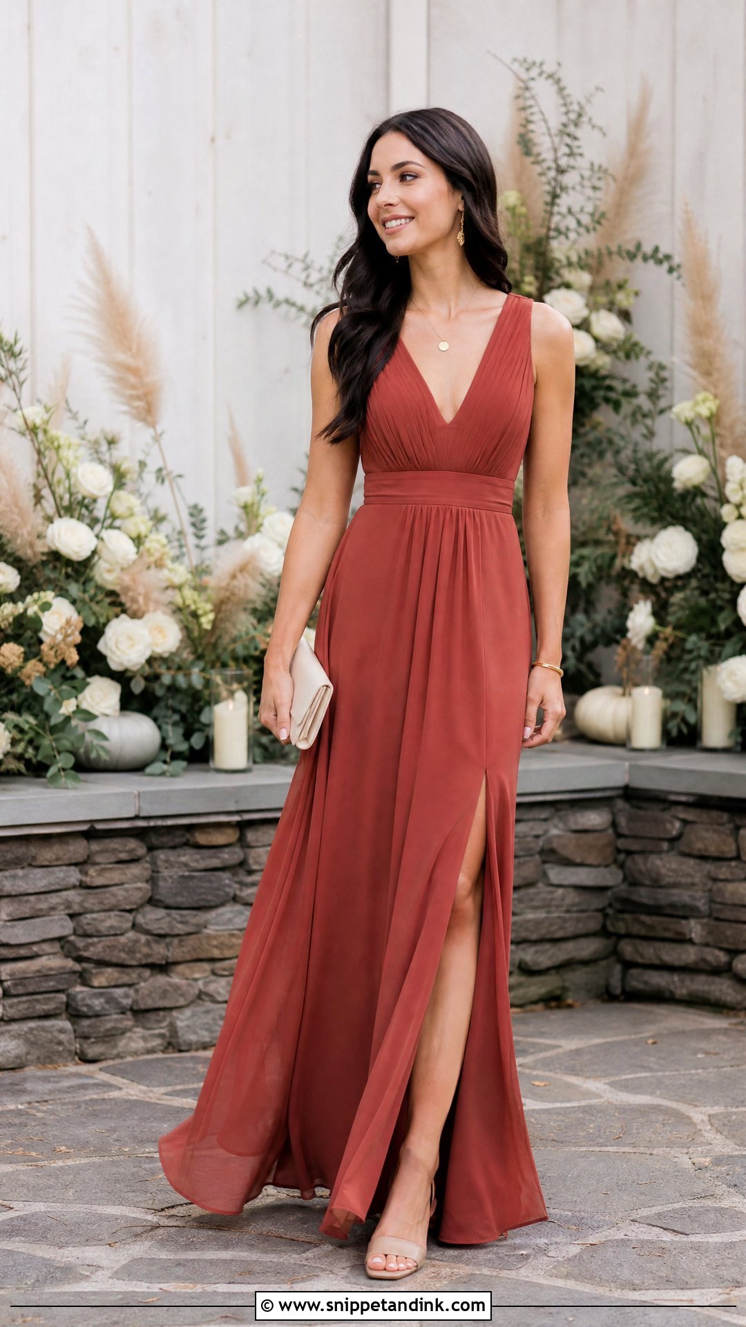 Terracotta Maid Of Honor Dress - Snippet and Ink - 25 Maid of Honor Outfit Ideas