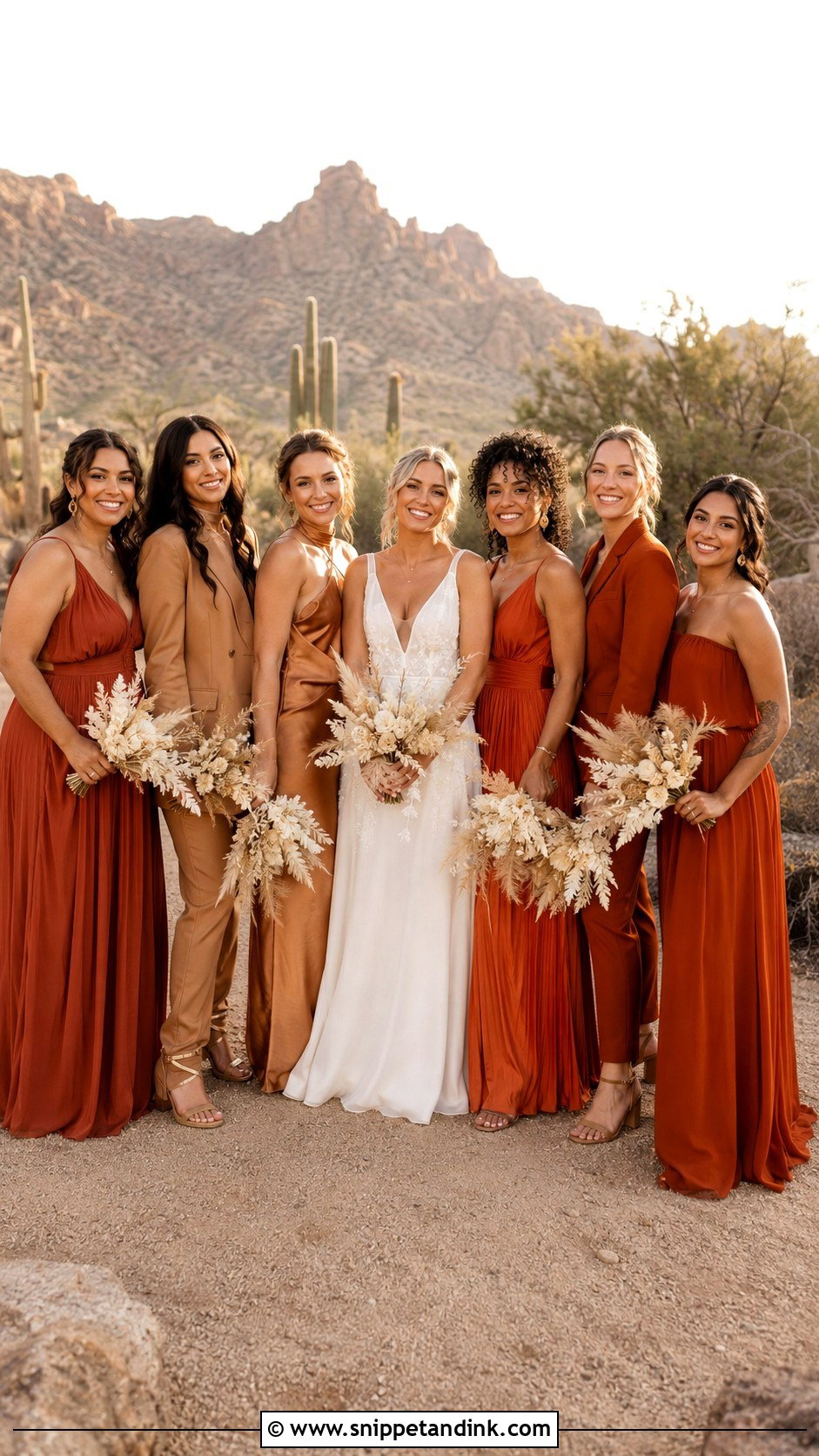 Terracotta Mismatched Bridal Party - Snippet and Ink - 20 Mismatched Bridal Party Ideas
