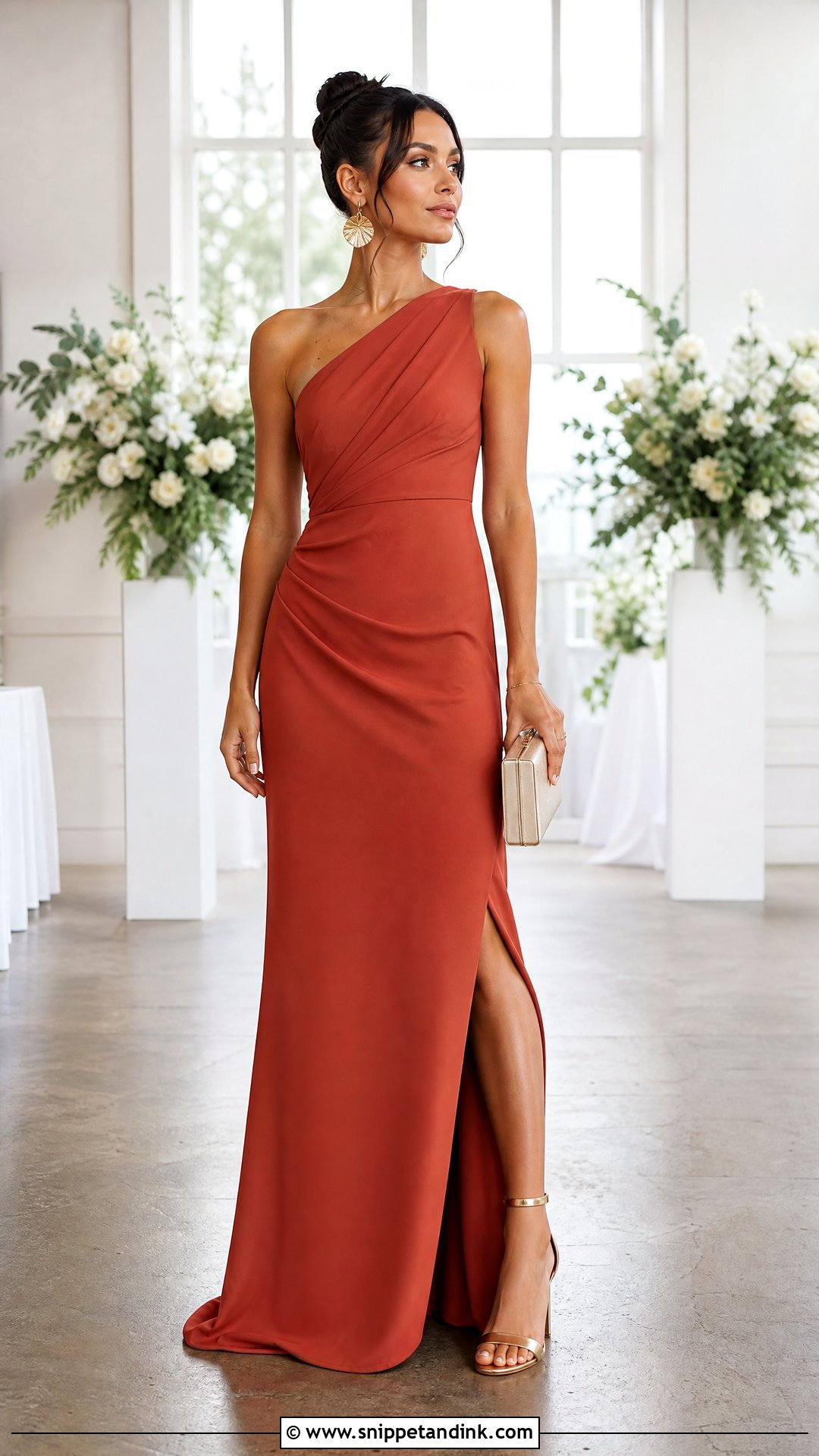 Terracotta One Shoulder Wedding Dress - Snippet and Ink - 20 Terracotta Wedding Dress Ideas