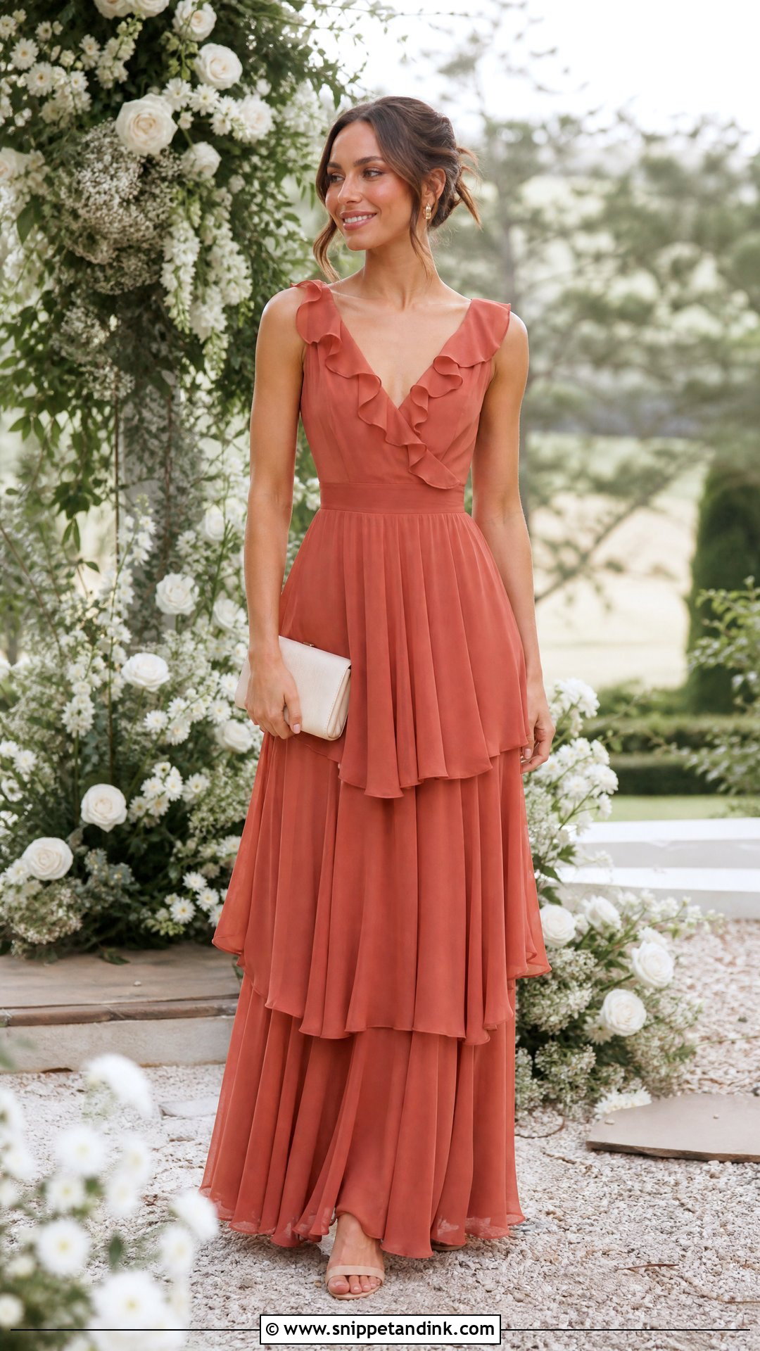 Terracotta Ruffle Wedding Dress - Snippet and Ink - 20 Terracotta Wedding Dress Ideas