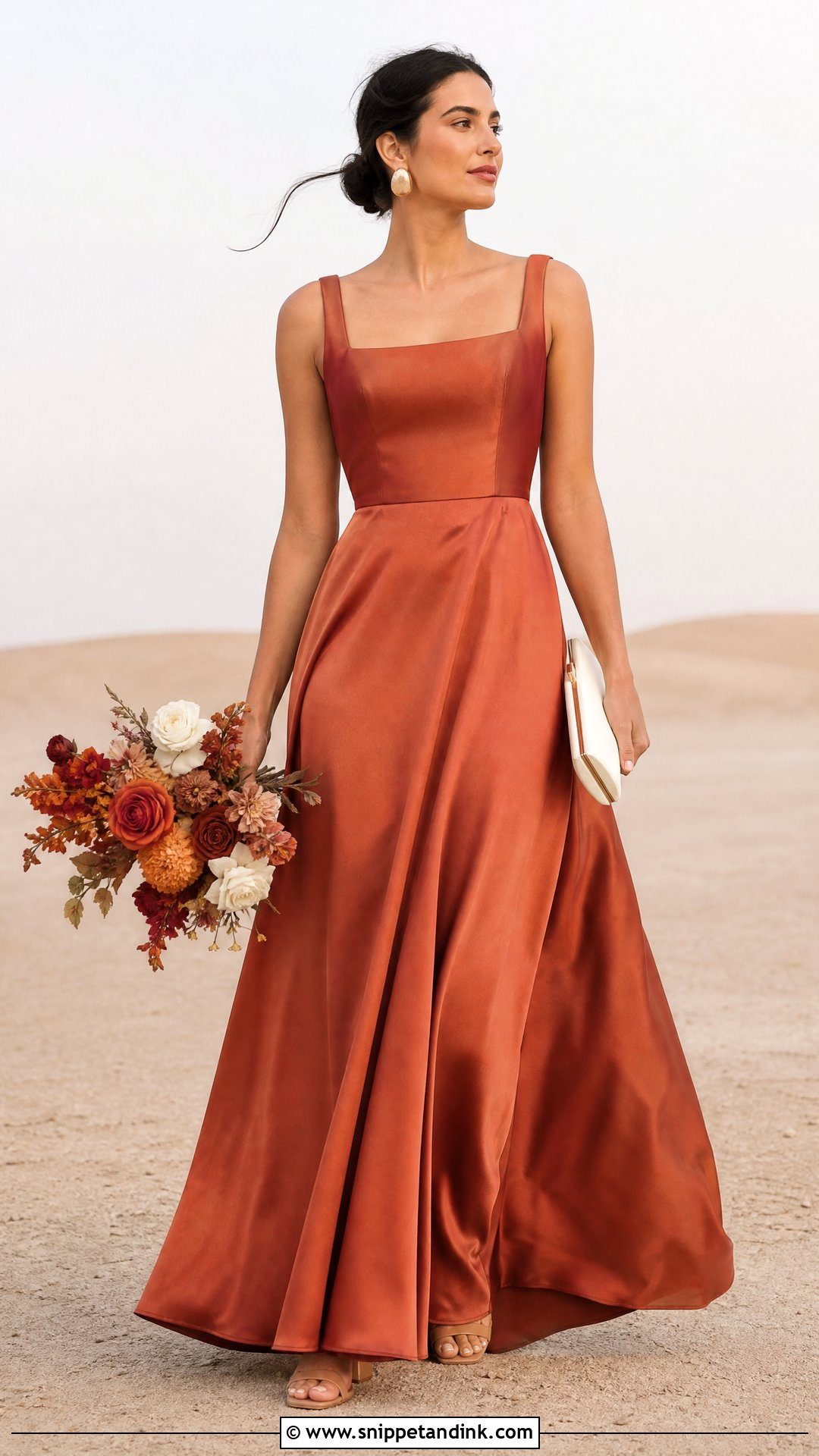 Terracotta Satin Wedding Dress - Snippet and Ink - 20 Earthy Wedding Dress Ideas