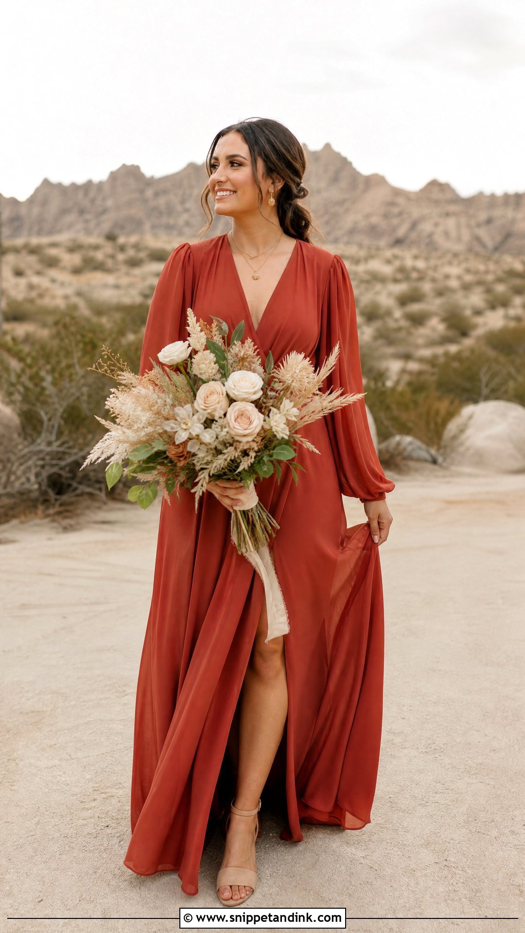 Terracotta Wedding Dress With Block Heels - Snippet and Ink - 25 Not White Wedding Dress Ideas