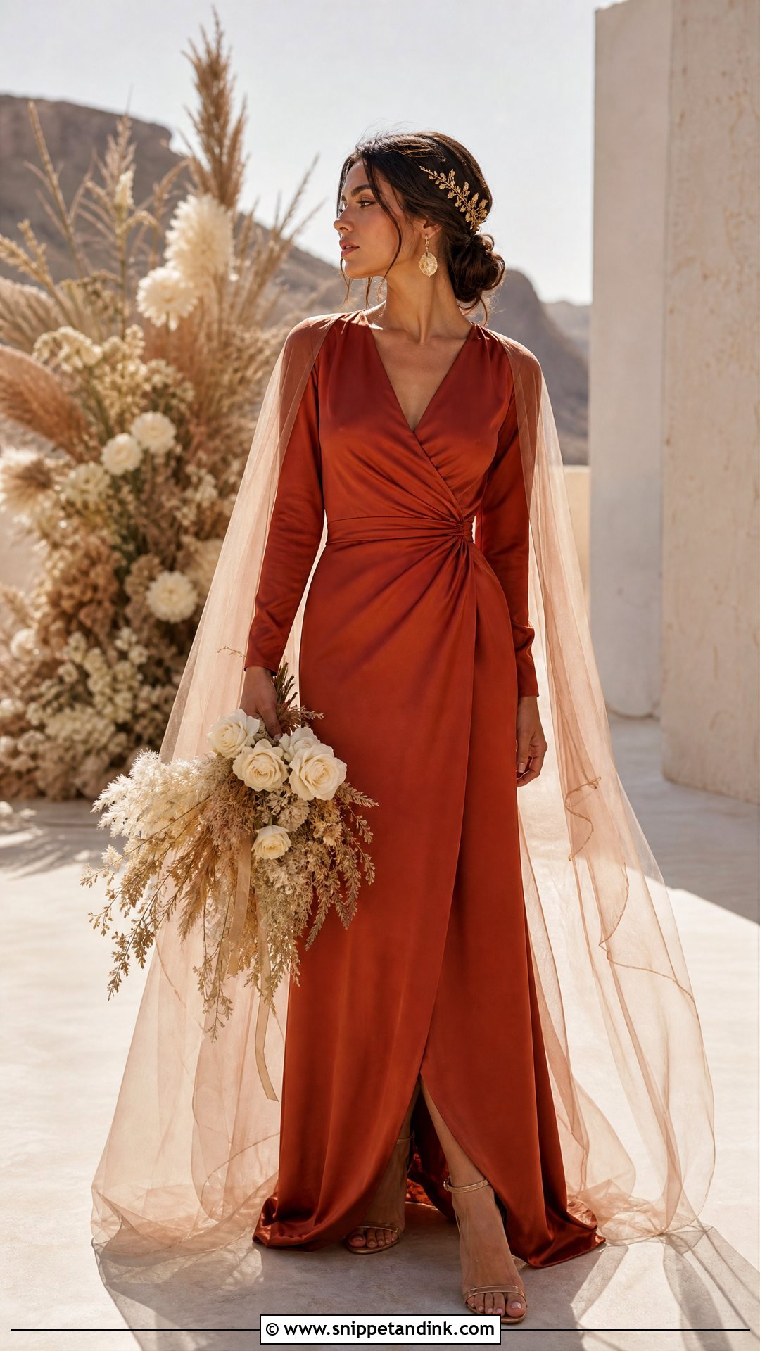 Terracotta Wedding Dress - Snippet and Ink - 20 Non White Wedding Dress Colour Ideas