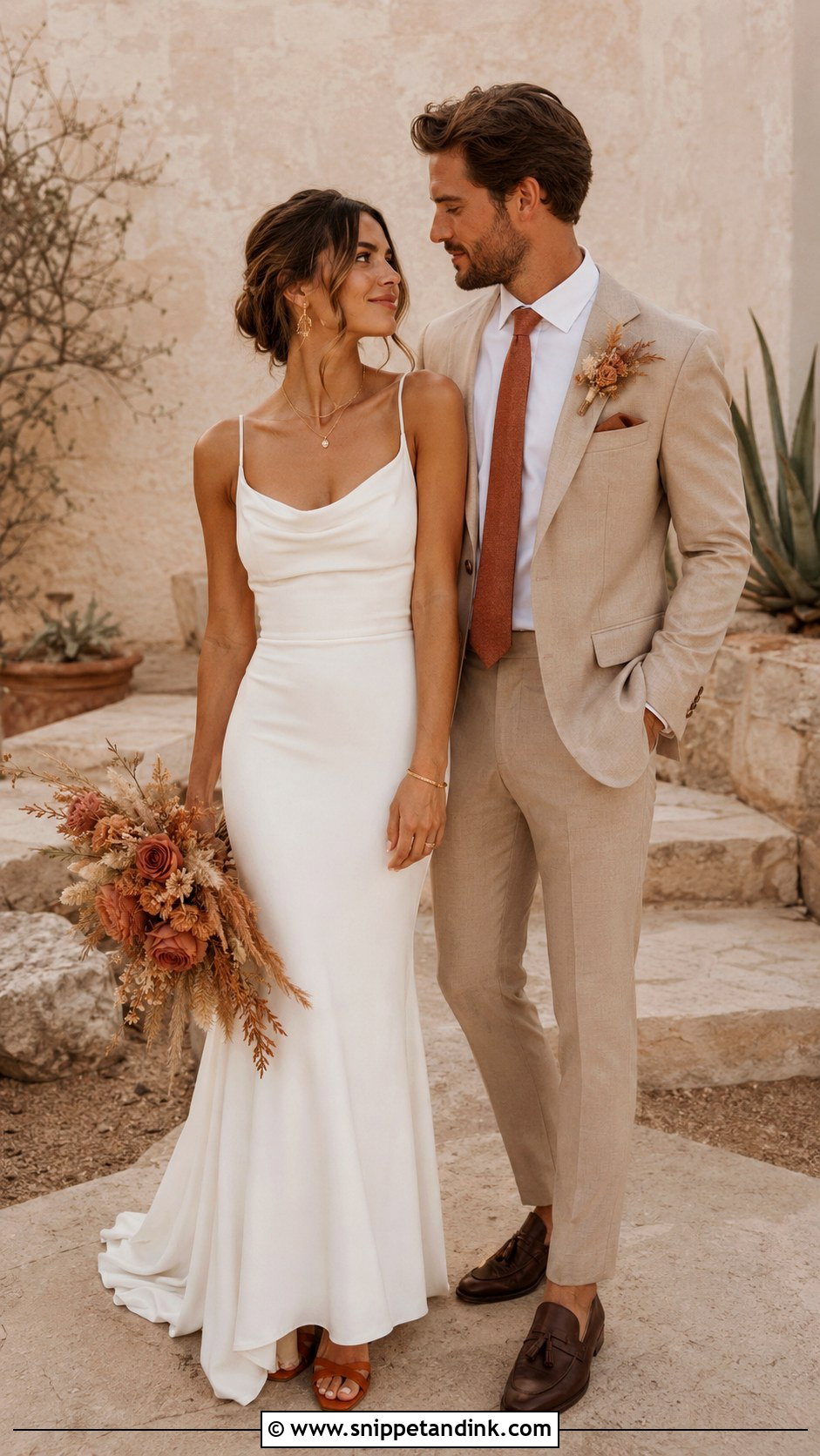 Terracotta Wedding Outfits - Snippet and Ink - 20 Couple Aesthetic Wedding Outfits