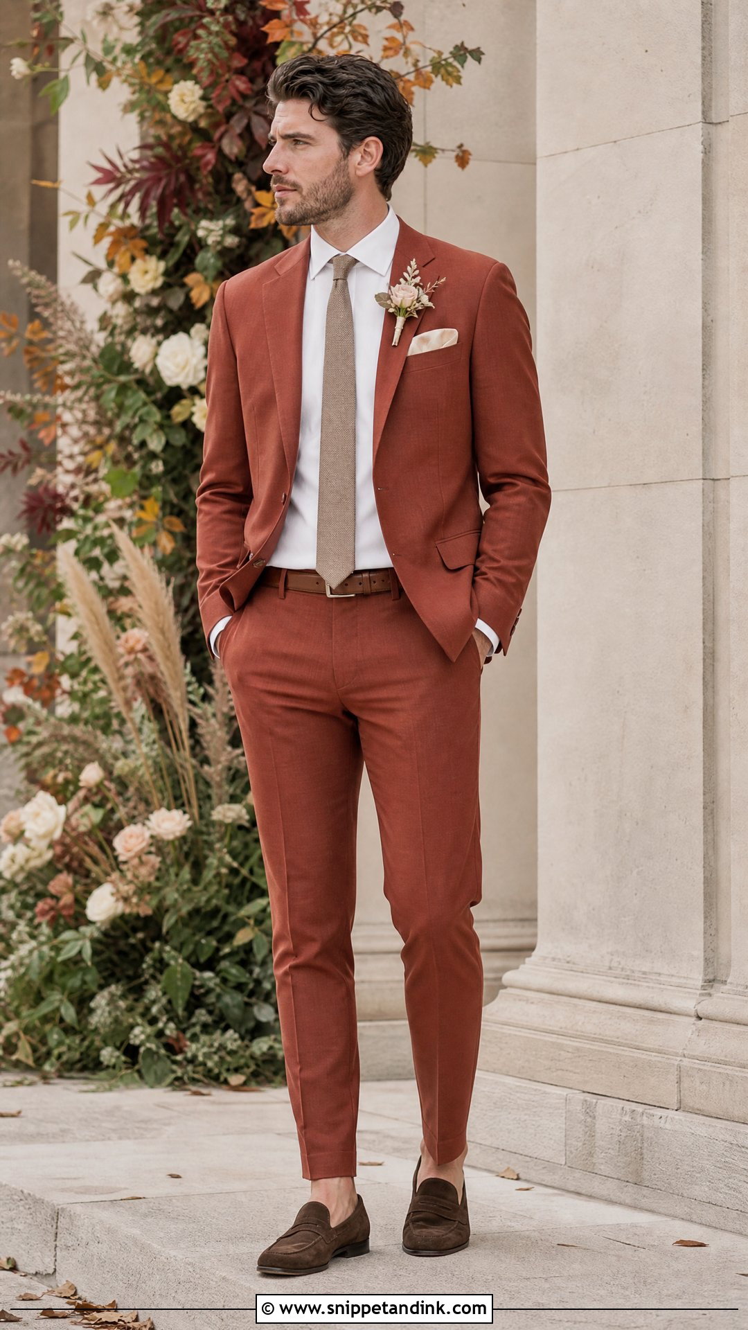 Terracotta Wedding Suit - Snippet and Ink - 20 Wedding Husband Suit Ideas