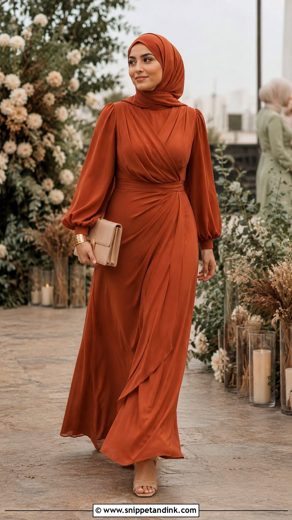 Terracotta Wrap Bridesmaid Hijab Dress - Snippet and Ink - 20 Dress Braidsmaid Hijab Ideas