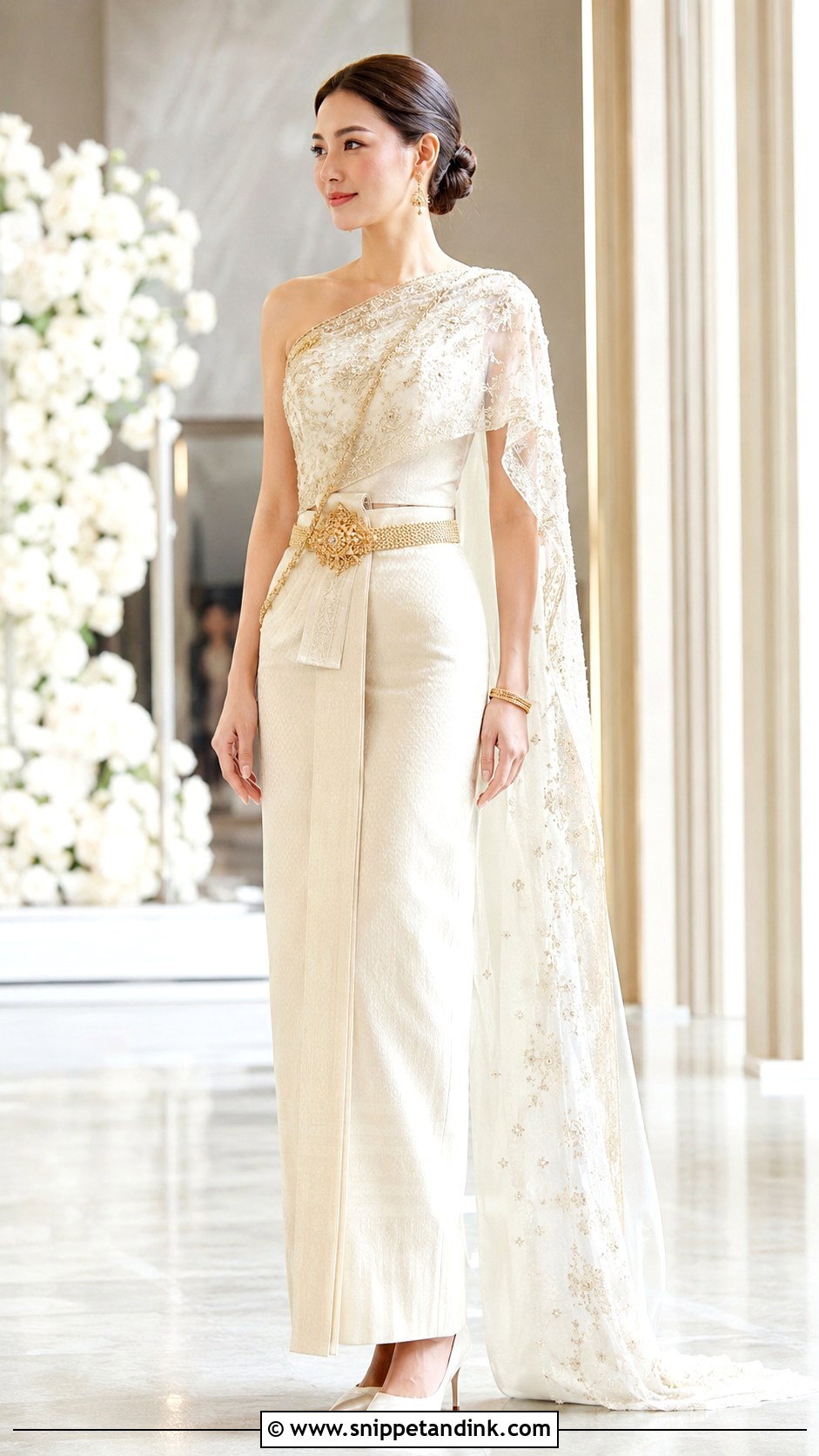 Thai Wedding Dress With Cape Sabai - Snippet and Ink - 20 Modern Thai Wedding Dress Ideas
