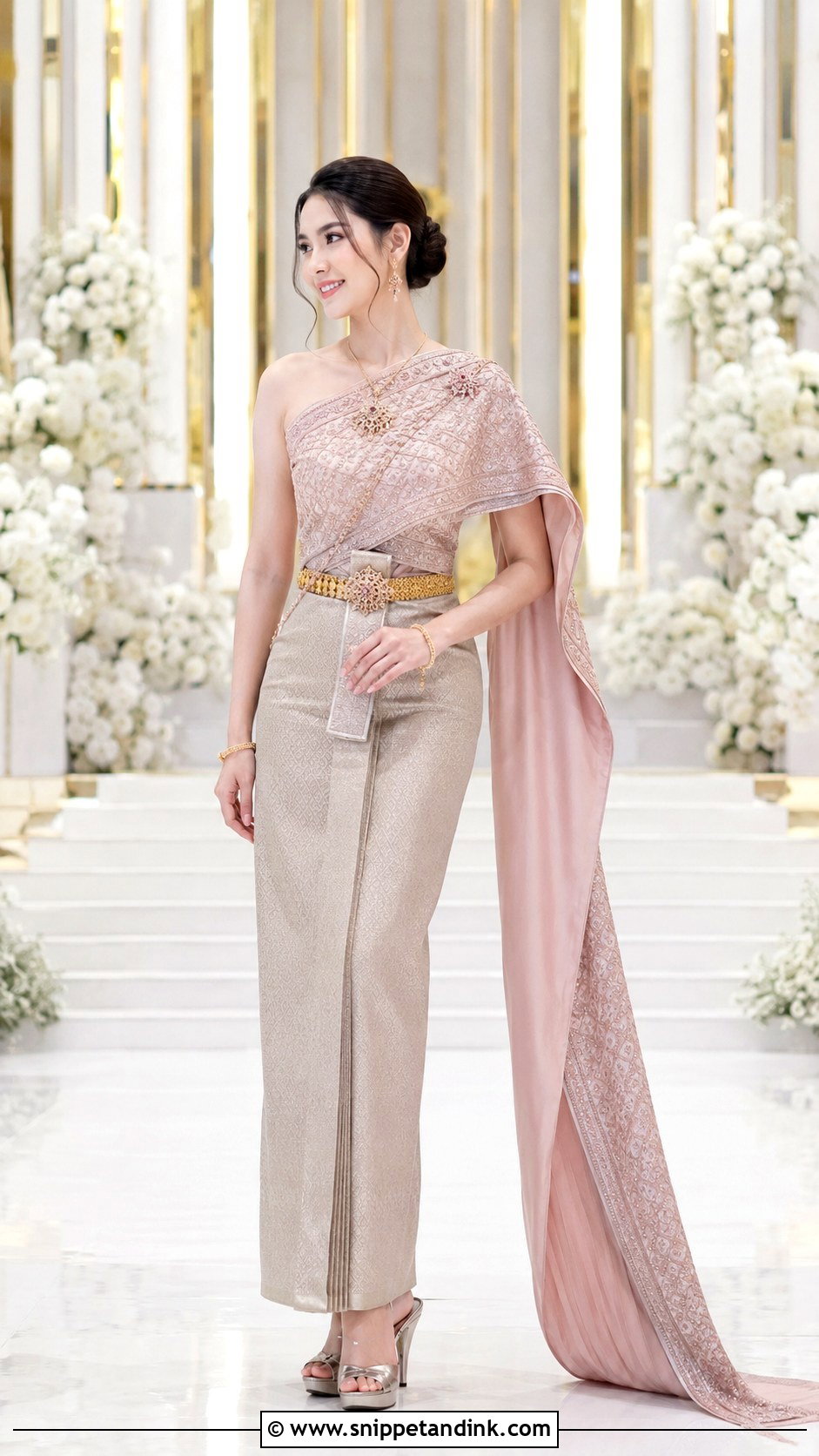 Thai Wedding Dress With Detachable Sabai - Snippet and Ink - 25 Thai Wedding Dress Ideas
