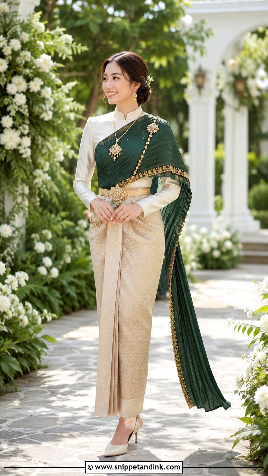Thai Wedding Dress With Emerald Green Sabai - Snippet and Ink - 25 Thai Wedding Dress Ideas