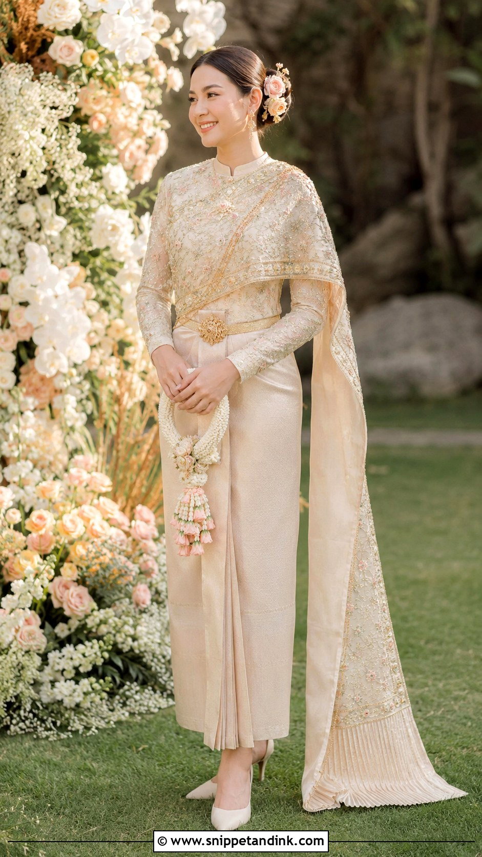 Thai Wedding Dress With Floral Embroidery - Snippet and Ink - 25 Thai Wedding Dress Ideas