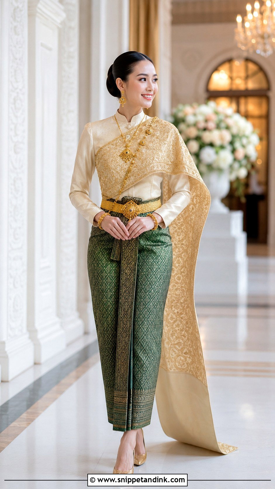 Thai Wedding Dress With Gold Belt - Snippet and Ink - 25 Thai Wedding Dress Ideas