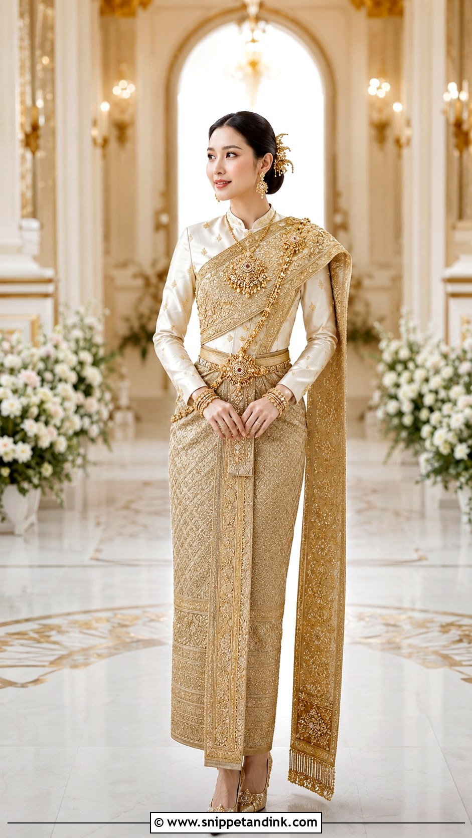 Thai Wedding Dress With Luxury Bridal Jewelry - Snippet and Ink - 25 Thai Wedding Dress Ideas