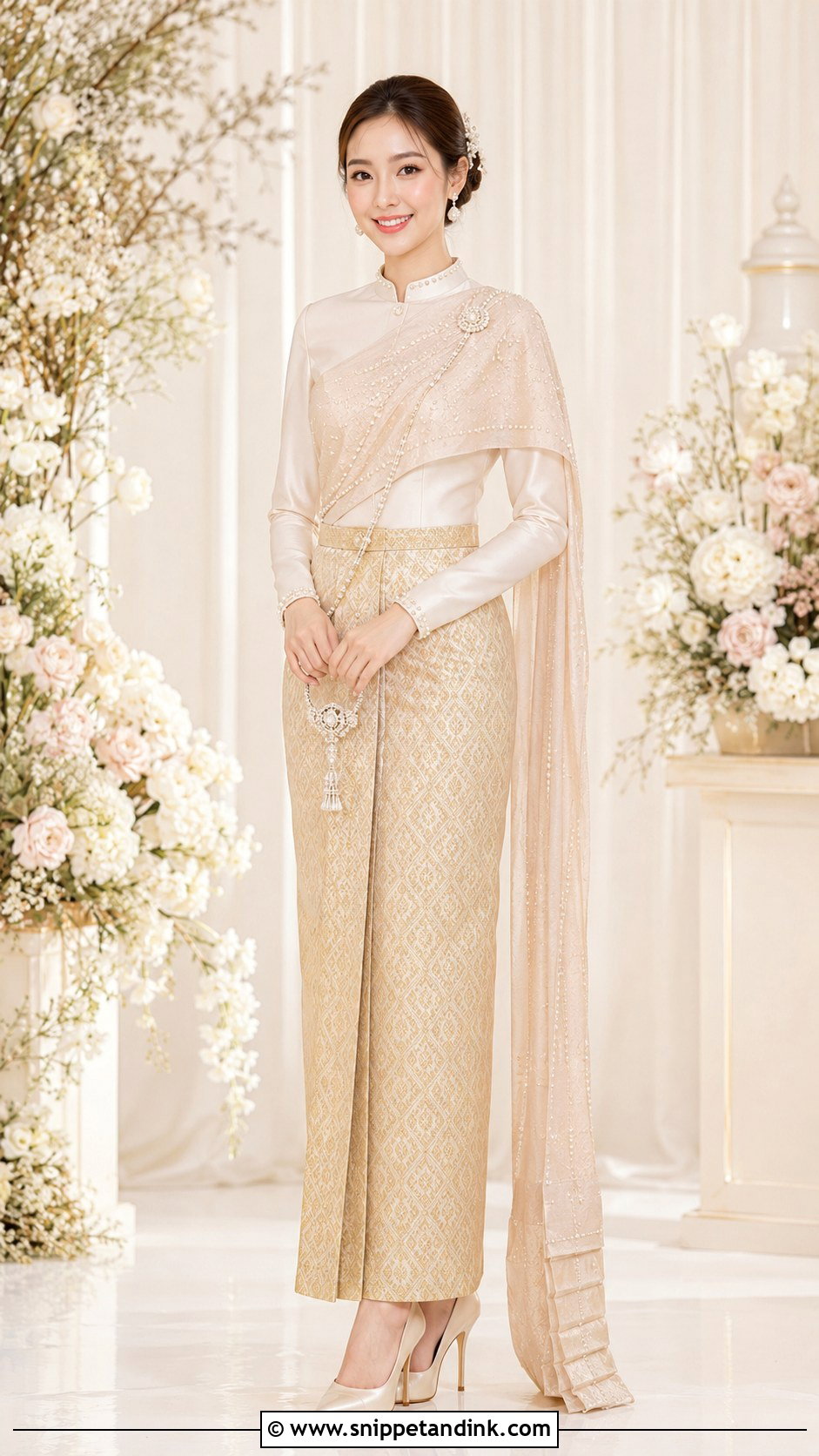 Thai Wedding Dress With Pearl Details - Snippet and Ink - 25 Thai Wedding Dress Ideas