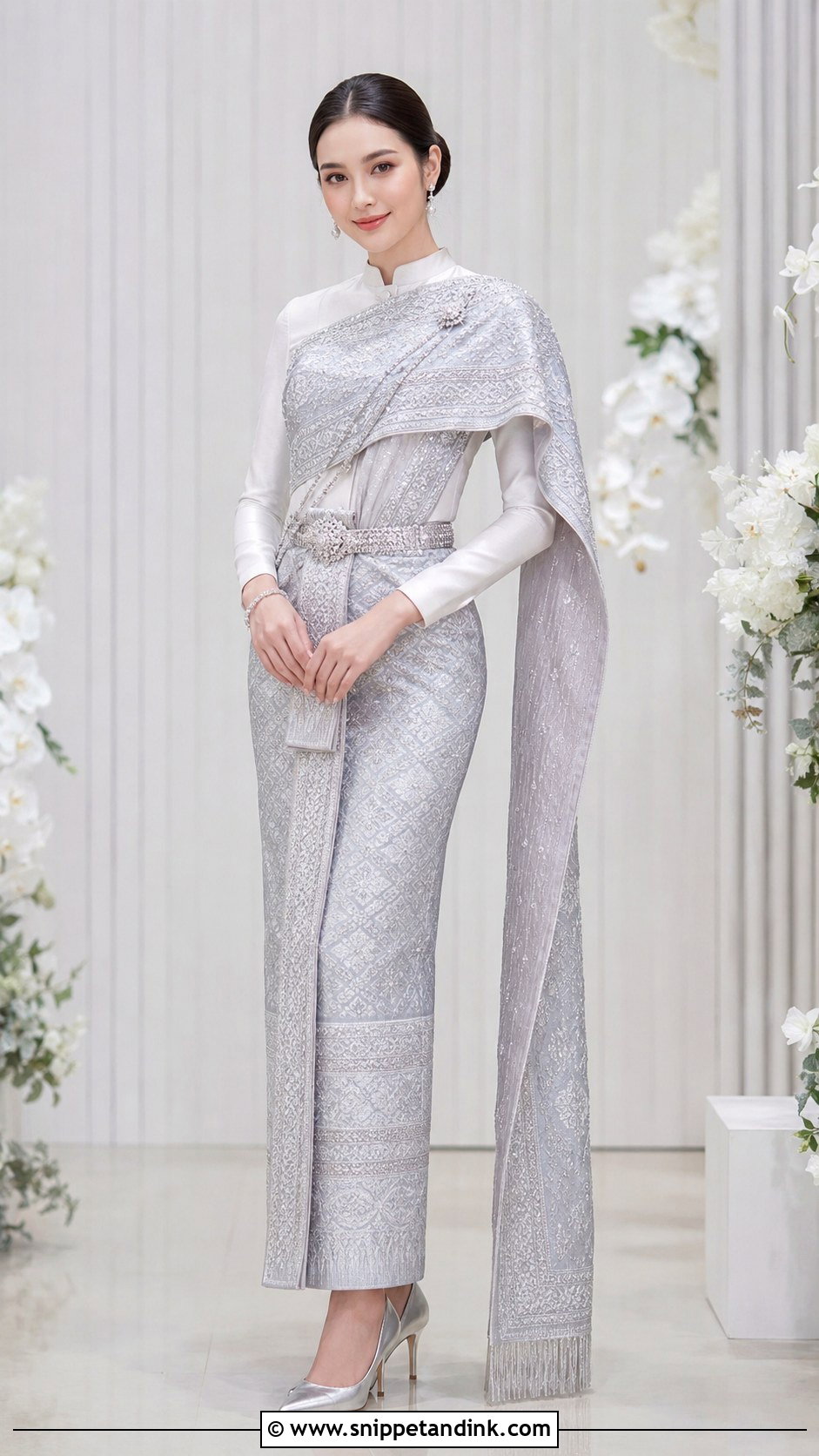 Thai Wedding Dress With Silver Brocade - Snippet and Ink - 25 Thai Wedding Dress Ideas