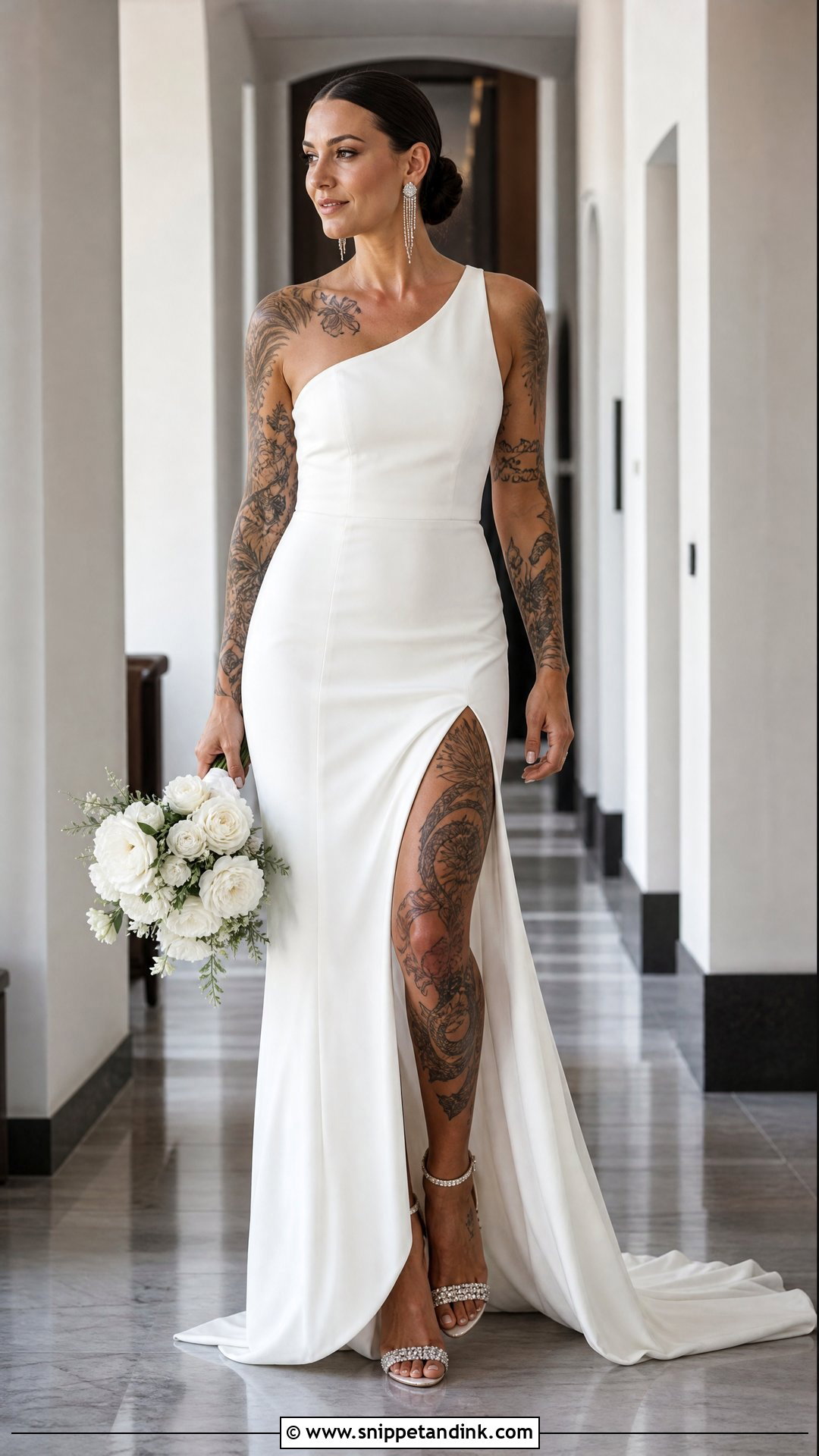 Thigh Slit Tattoo Wedding Dress - Snippet and Ink - 20 Tattoos Wedding Dress Ideas