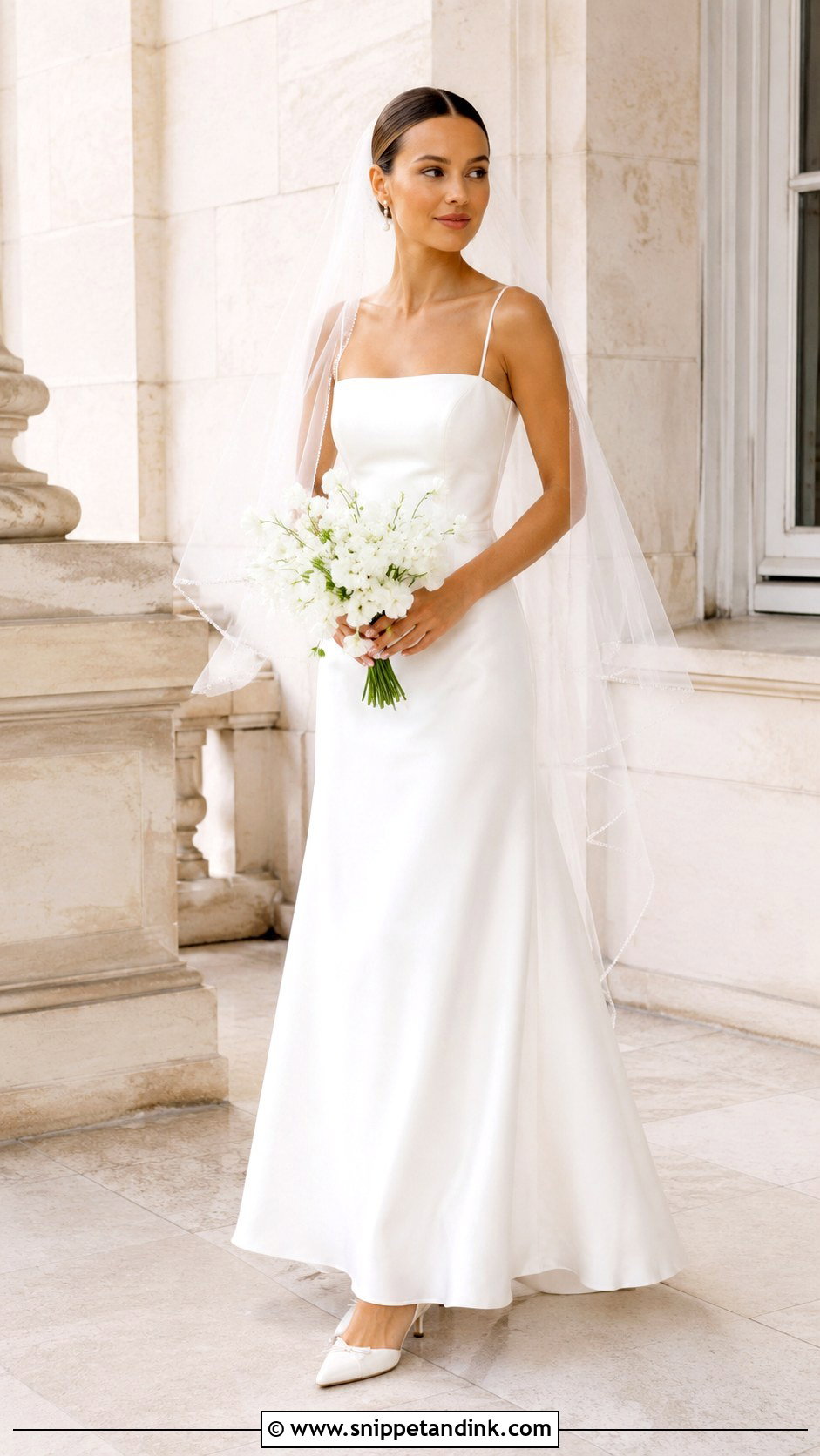 Thin Strap Straight Neckline Wedding Dress - Snippet and Ink - 20 Straight Neckline Wedding Dress Ideas