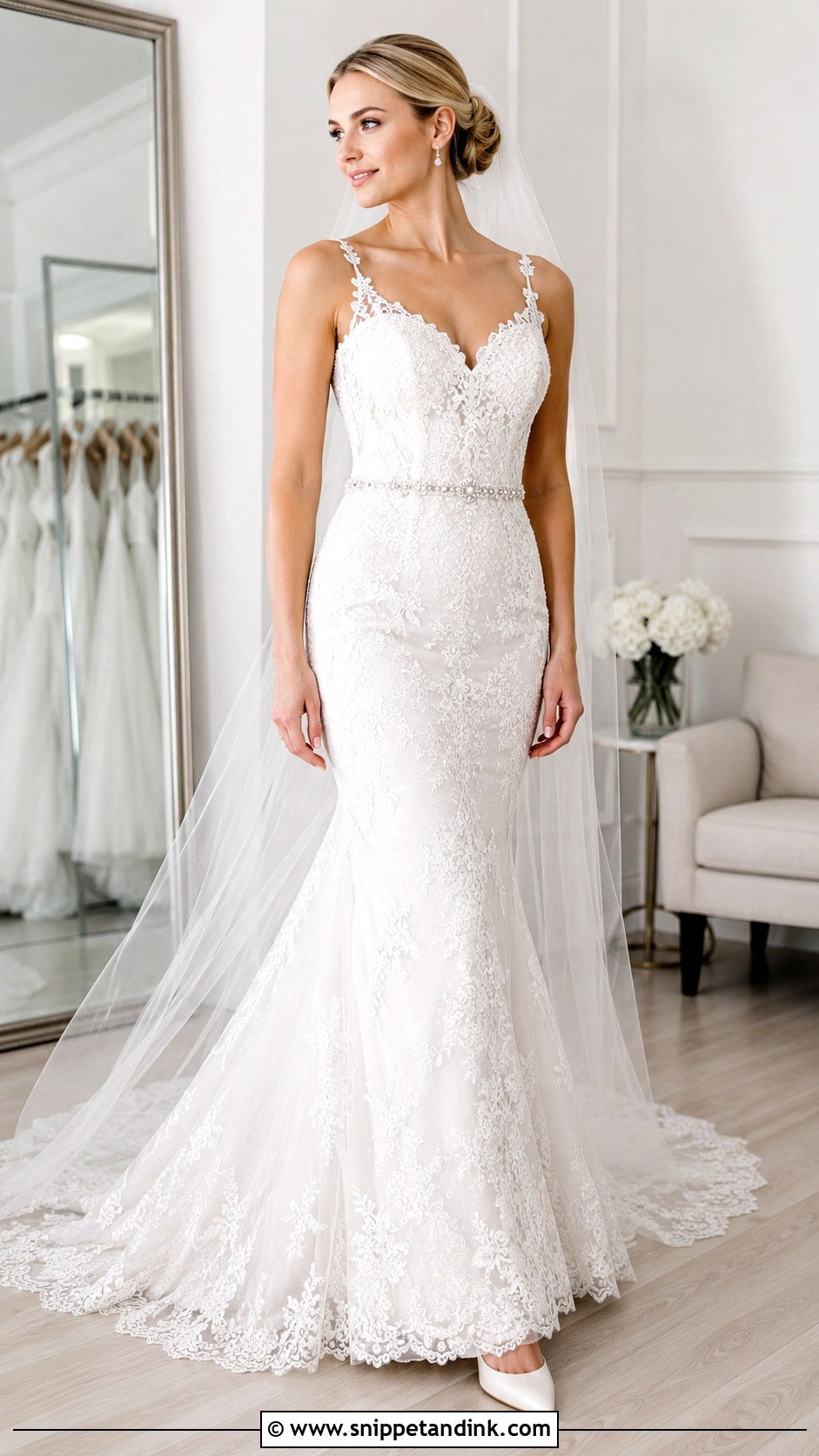 Thin Wedding Dress Belt With Mermaid Gown - Snippet and Ink - 20 Wedding Dress Belt Ideas