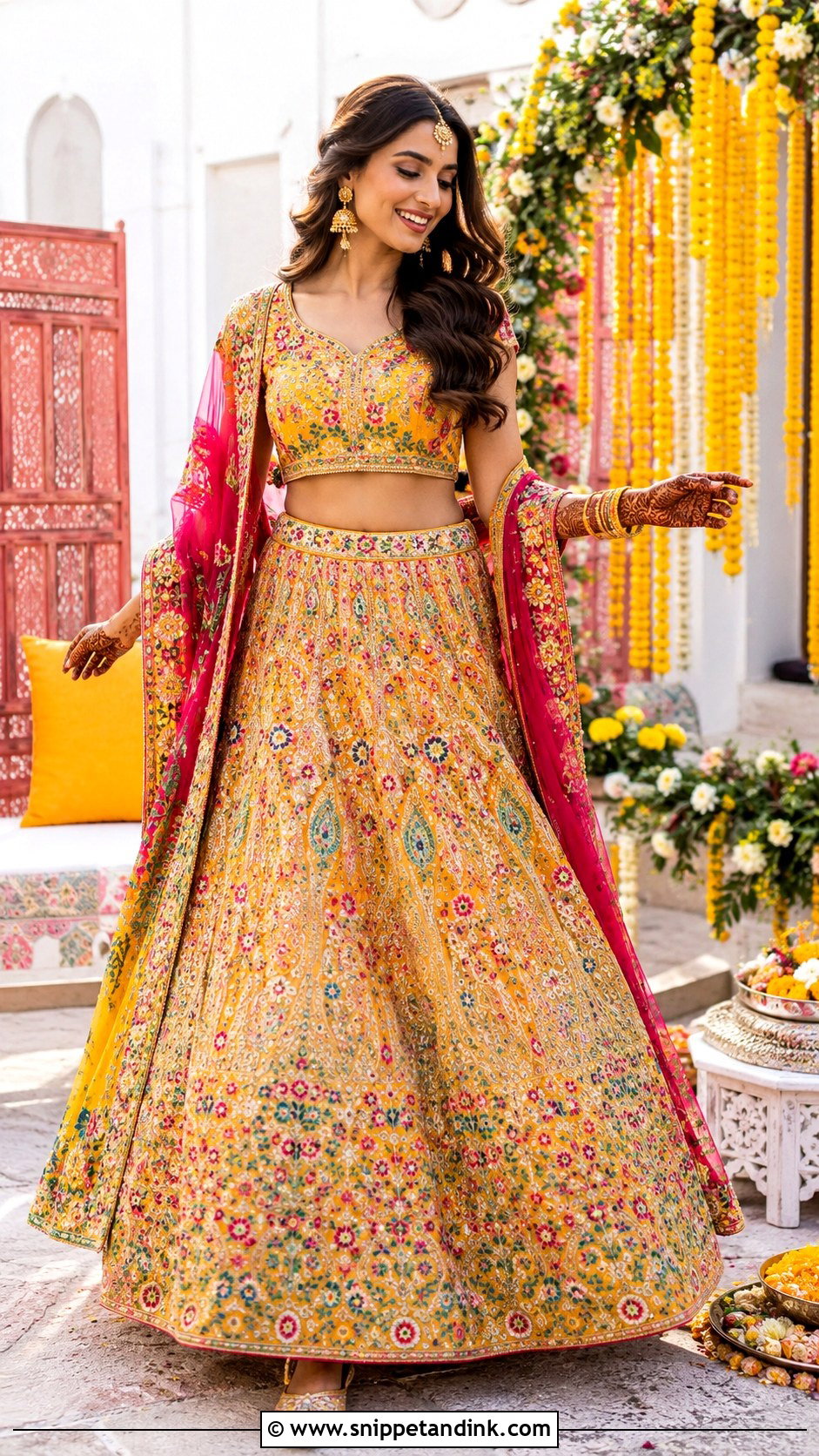 Thread Work Bridal Mehndi Dress - Snippet and Ink - 25 Bridal Mehndi Dresses