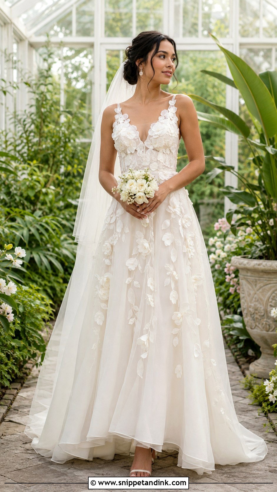 Three Dimensional Floral Organza Wedding Dress - Snippet and Ink - 20 Modern Chic Wedding Dress Ideas