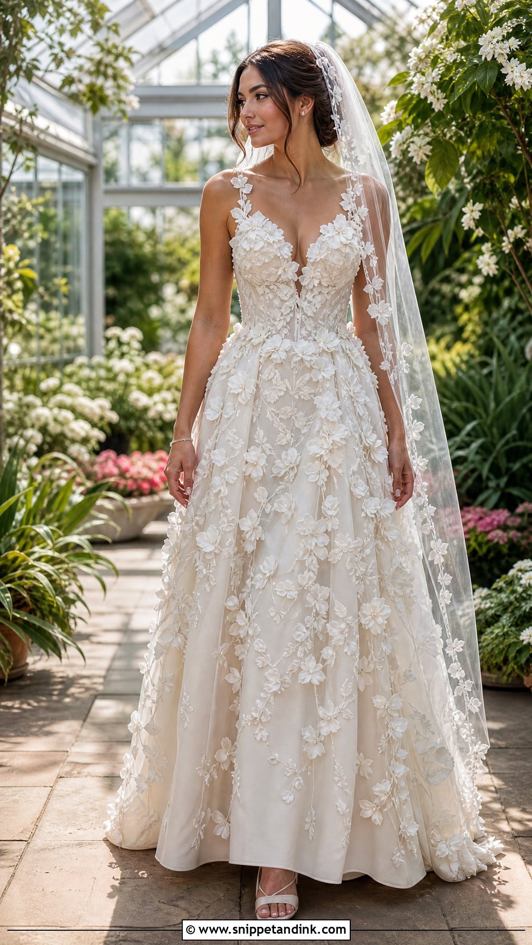 Three Dimensional Floral Wedding Dress - Snippet and Ink - 20 Romantic Fairytale Wedding Dresses