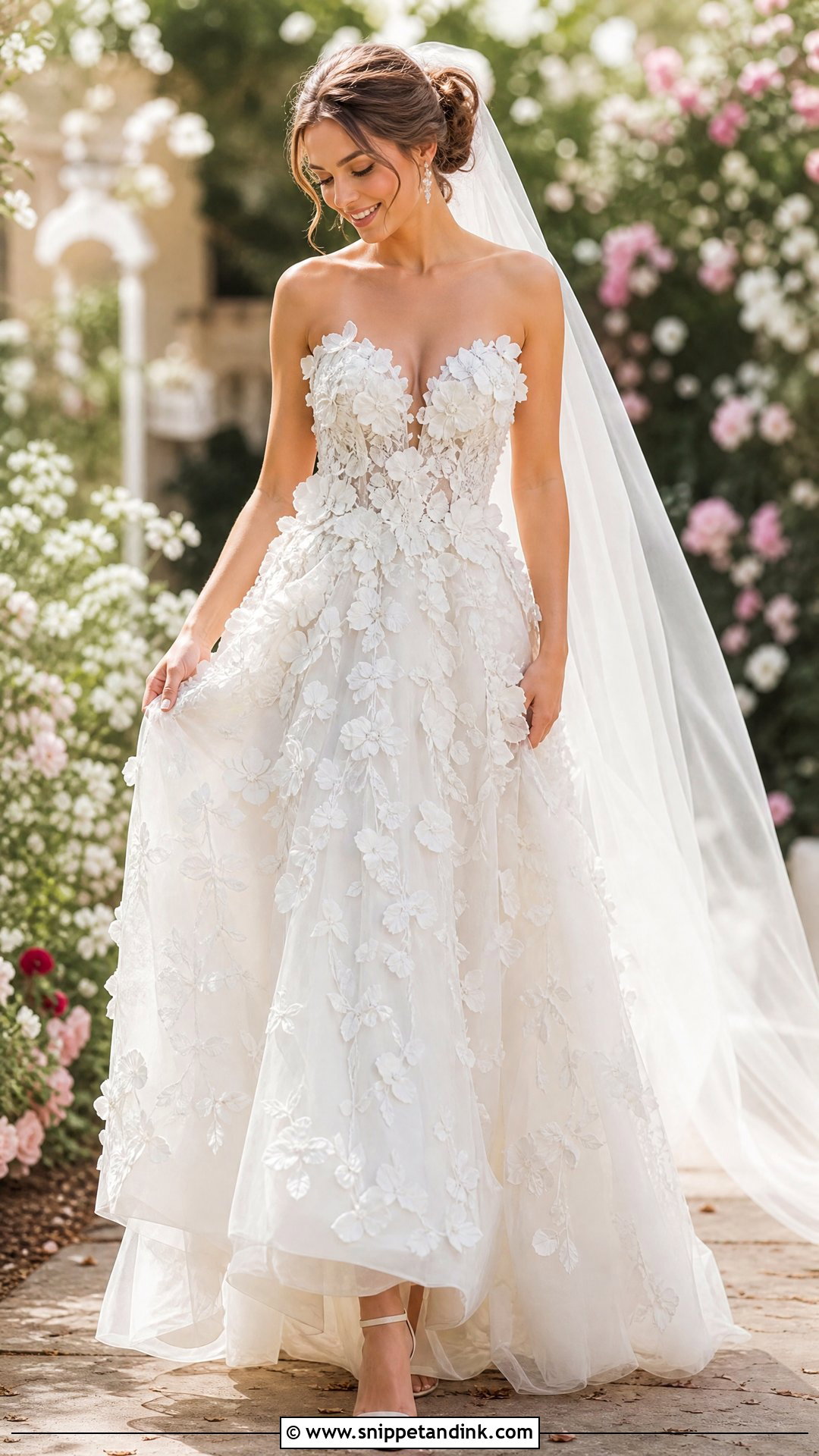 Three Dimensional Floral Wedding Dress - Snippet and Ink - 20 Glamorous Wedding Dress Ideas