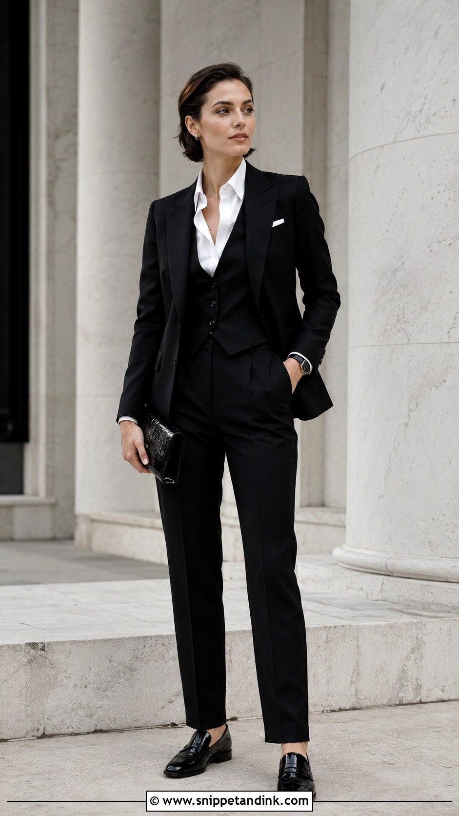 Three Piece Black Wedding Suit With Waistcoat - Snippet and Ink - 20 Black Wedding Suit Women Ideas