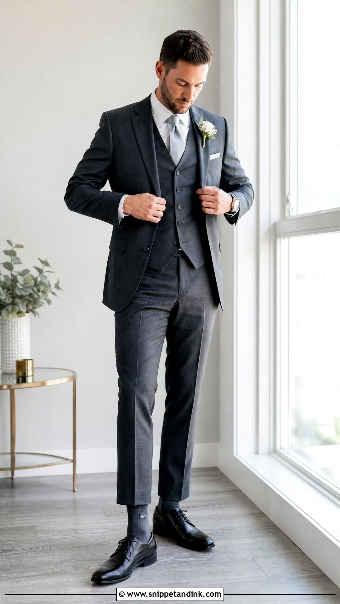 Three Piece Suit With Initial Wedding Socks - Snippet and Ink - 20 Wedding Socks Ideas