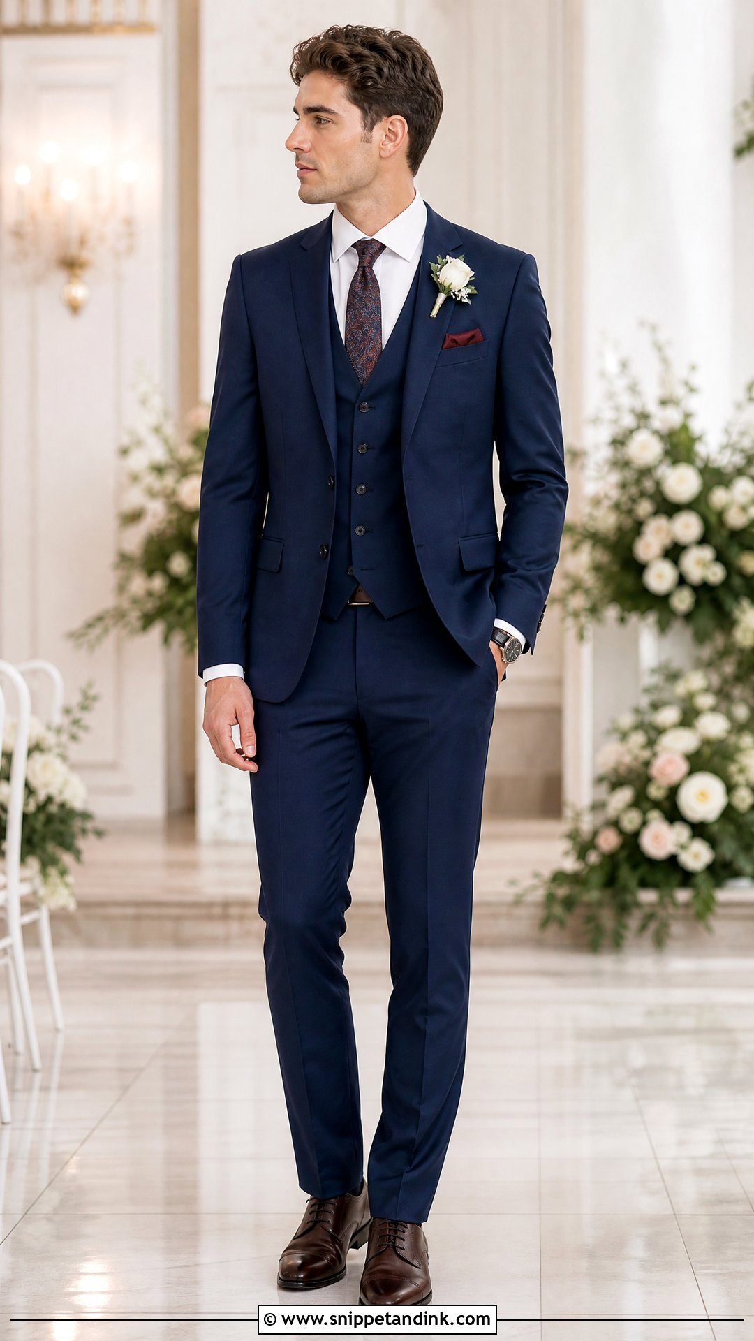 Three Piece Suit With Paisley Wedding Tie - Snippet and Ink - 20 Wedding Tie Ideas