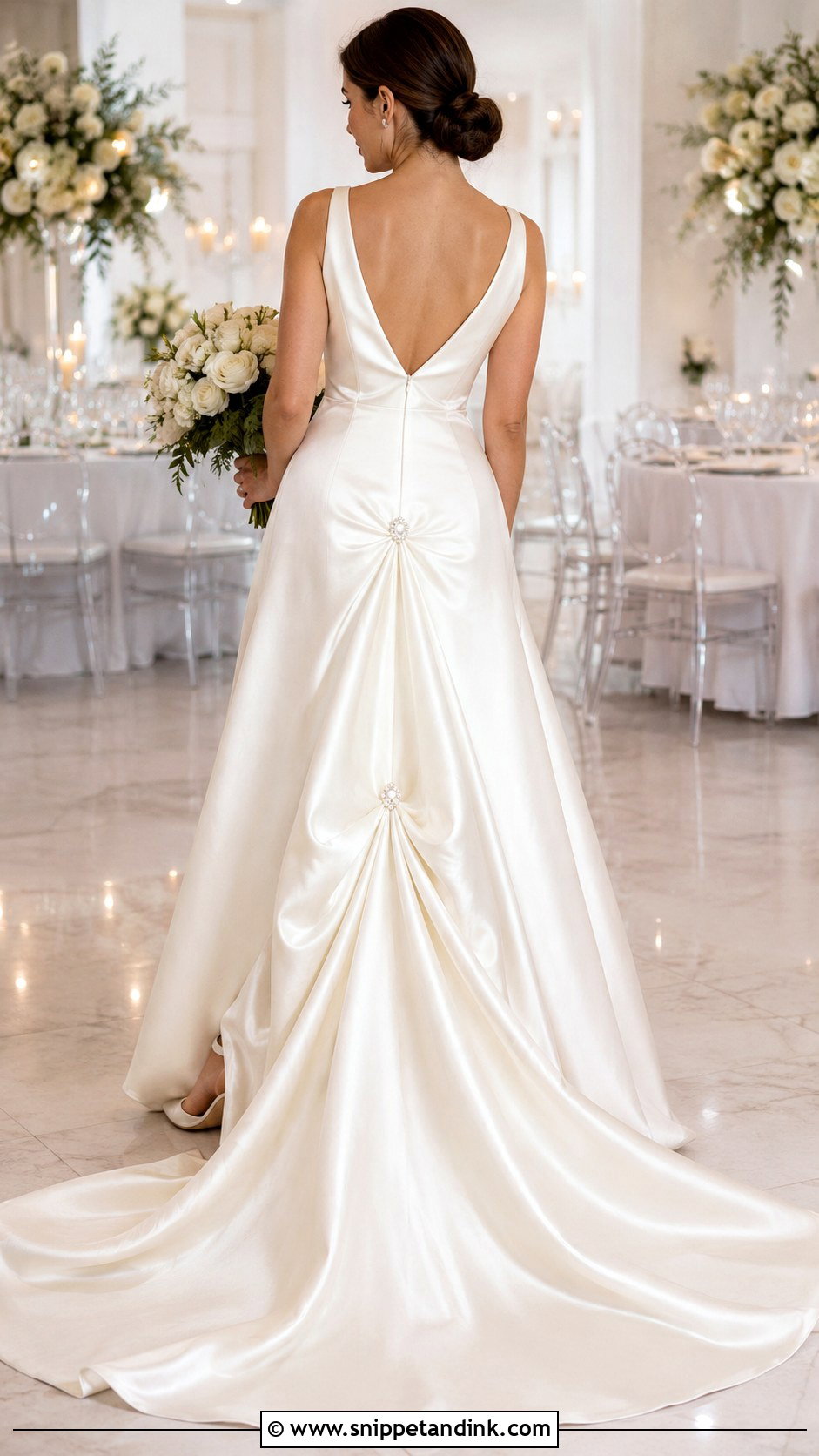 Three Point American Bustle for Satin Wedding Dress - Snippet and Ink - 20 Dress Bustle Ideas