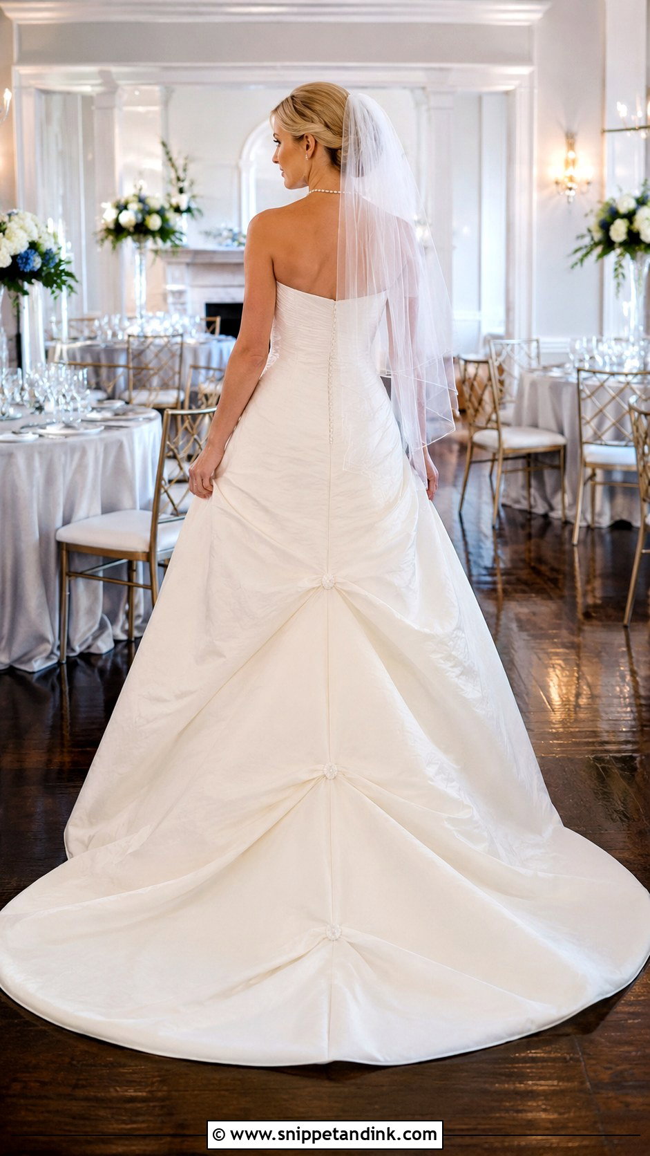 Three Point Bustle A Line Wedding Dress - Snippet and Ink - 25 Bustle Wedding Dress Styles