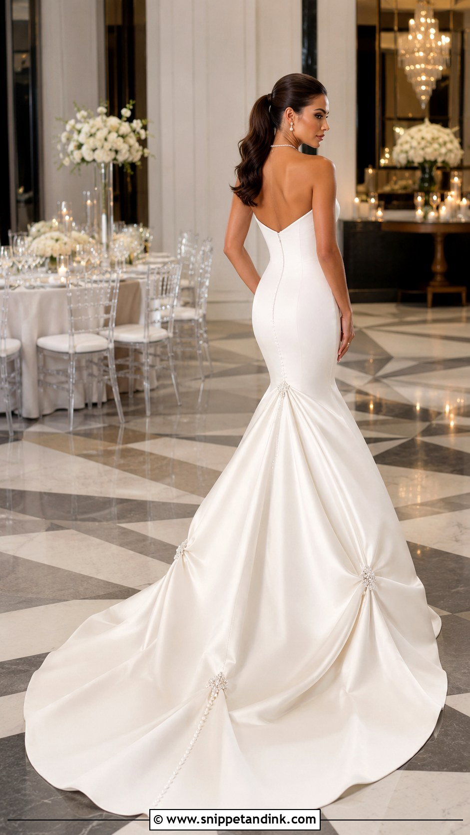 Three Point Bustle Mermaid Wedding Dress - Snippet and Ink - 20 Bustled Wedding Dress Ideas