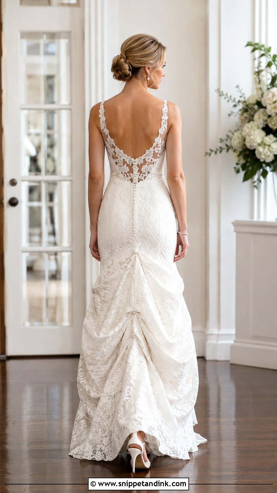 Three Point Bustle With Trumpet Gown - Snippet and Ink - 20 Bustle Types Ideas