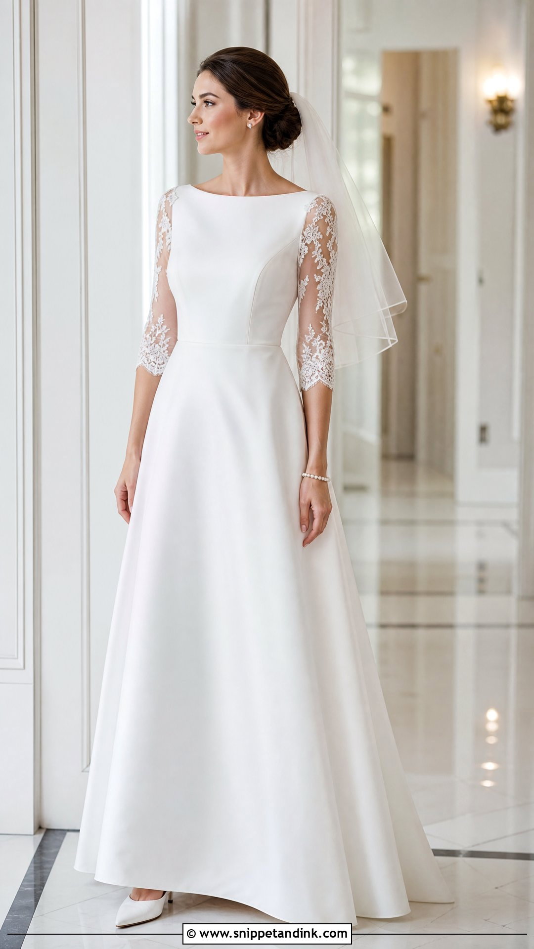Three Quarter Sheer Sleeve Wedding Dress - Snippet and Ink - 20 Wedding Dress Sheer Sleeves
