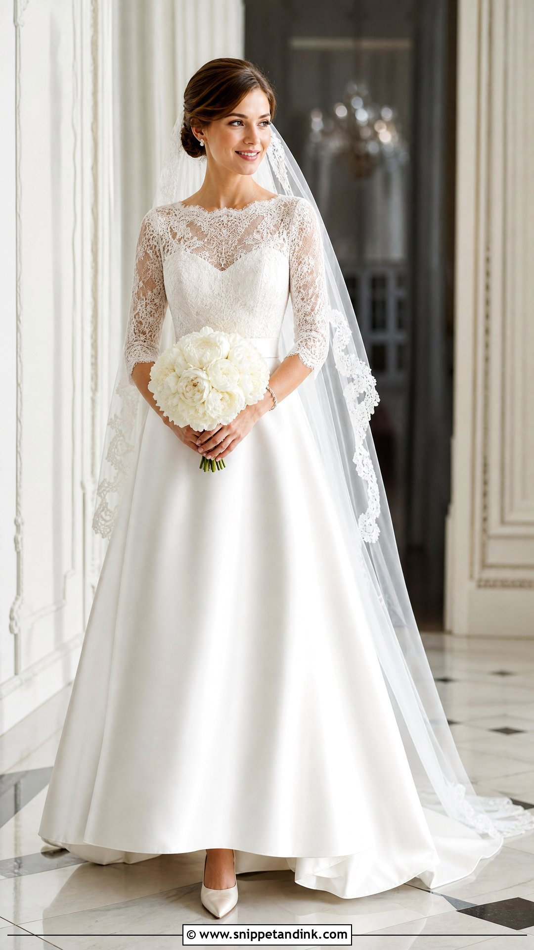 Three Quarter Sleeve A Line Wedding Dress - Snippet and Ink - 25 Aline Wedding Dress with Sleeves