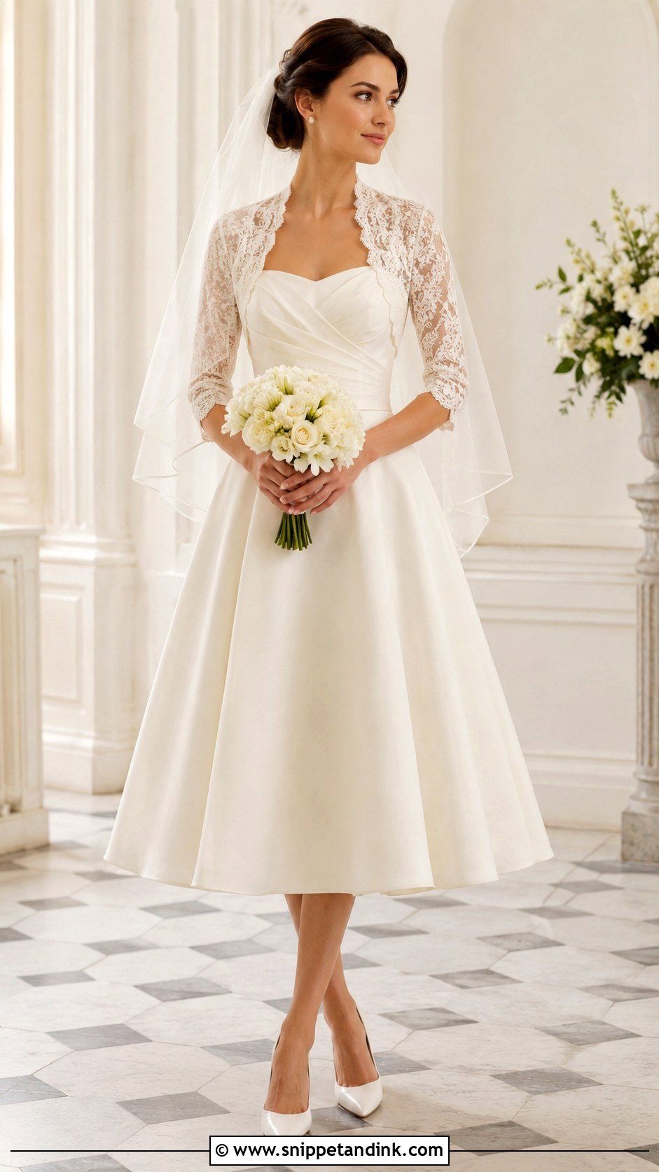 Three Quarter Sleeve Bolero Wedding Dress - Snippet and Ink - 25 Bolero Wedding Dress Ideas