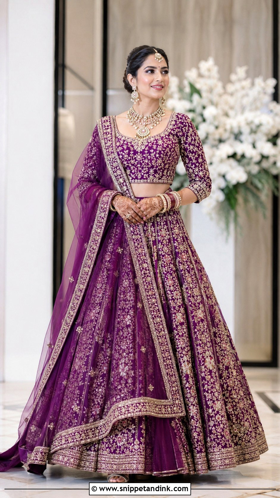 Three Quarter Sleeve Bridal Blouse With Embroidery - Snippet and Ink - 20 Bridal Blouse Sleeve Designs