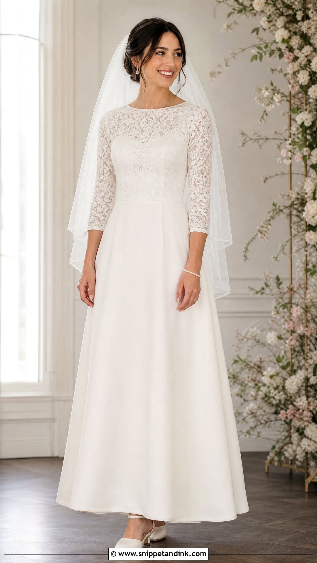 Three Quarter Sleeve Jewish Wedding Dress - Snippet and Ink - 25 Jewish Wedding Dress Ideas