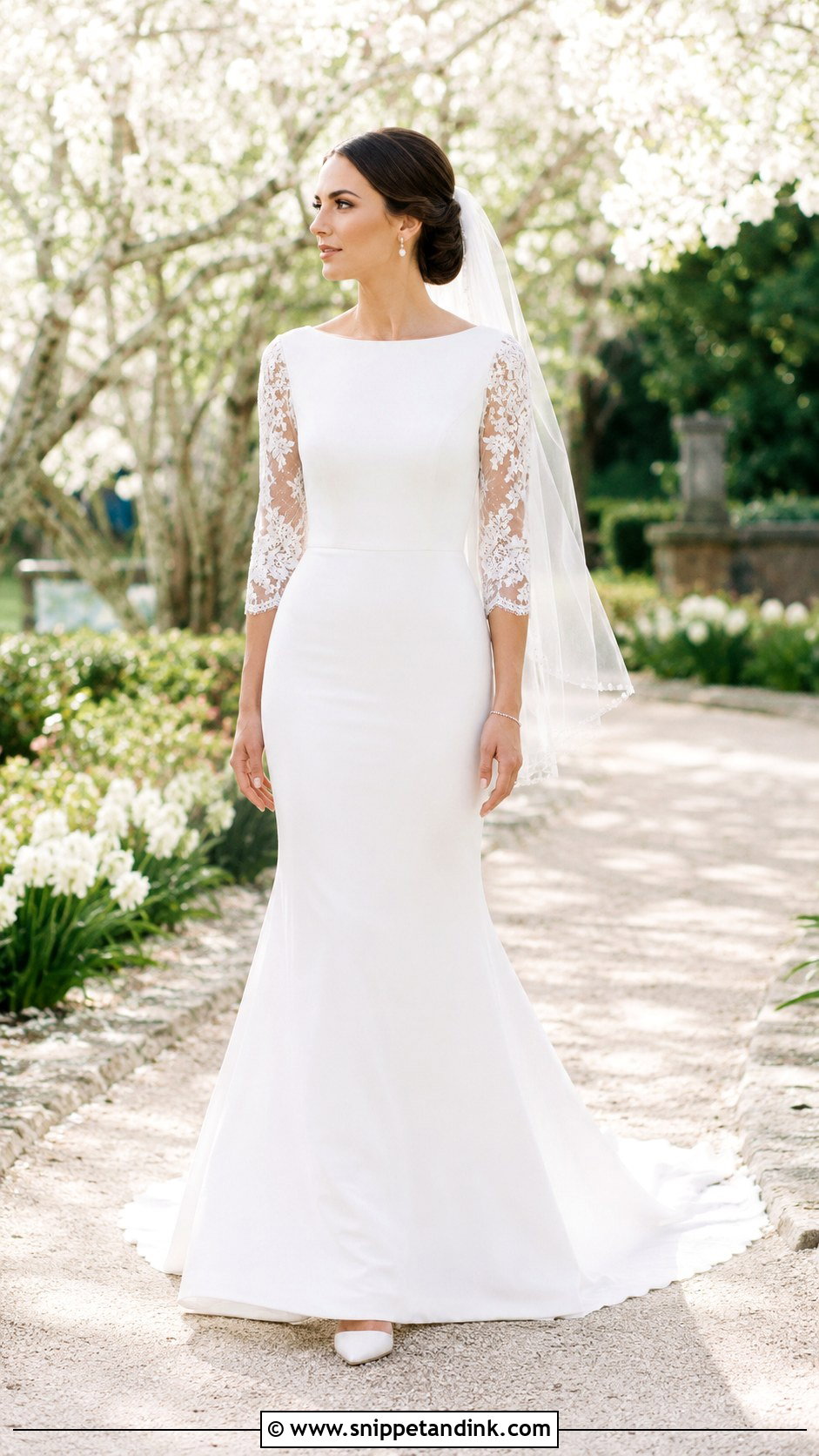 Three Quarter Sleeve Mermaid Wedding Dress - Snippet and Ink - 20 Mermaid with Sleeves Wedding Dresses