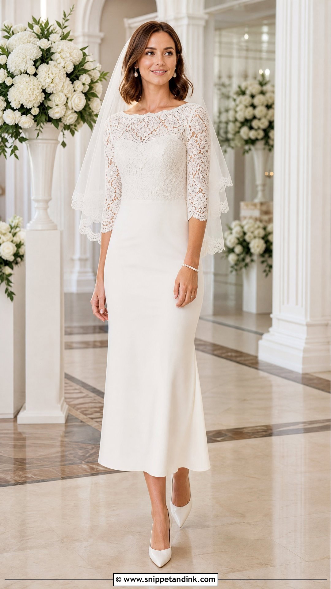 Three Quarter Sleeve Sheath Wedding Dress - Snippet and Ink - 20 Sheath Wedding Dress with Sleeves