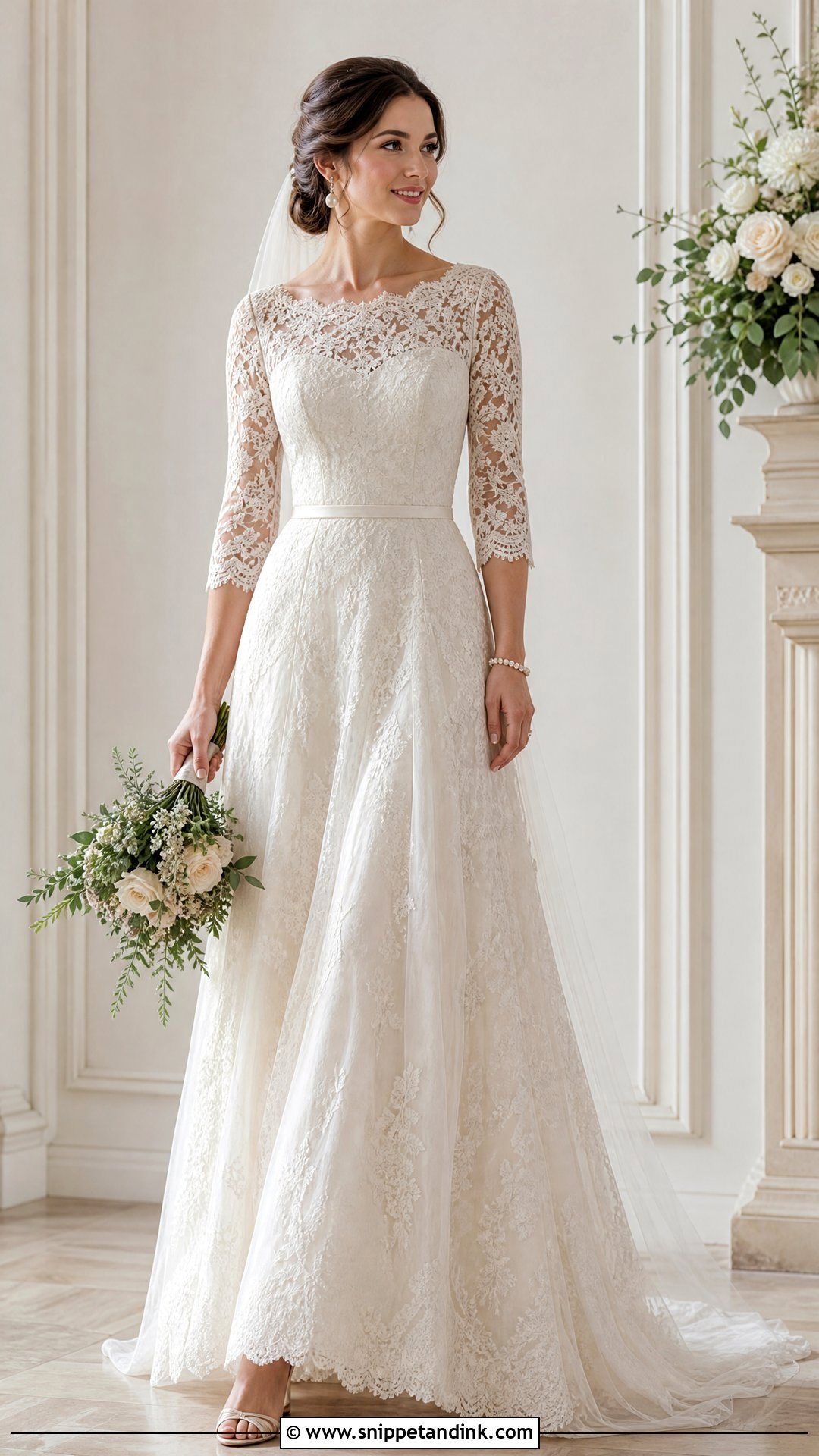 Three Quarter Sleeve Wedding Dress - Snippet and Ink - 25 Elegant Wedding Dress with Sleeves