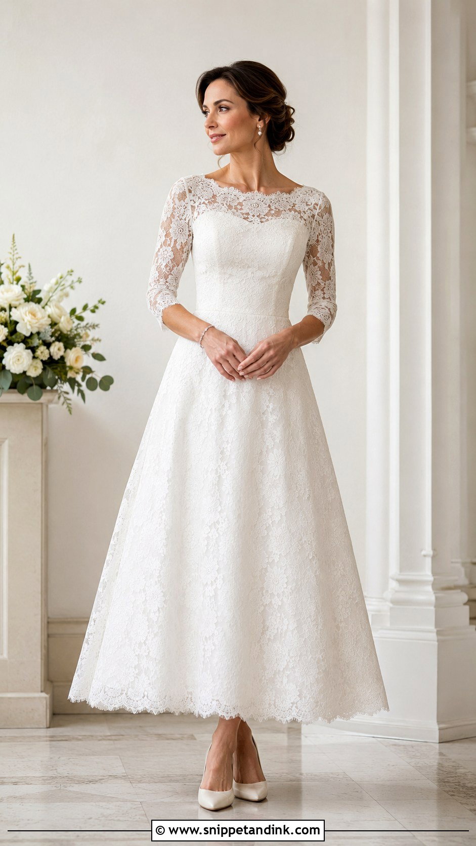 Three Quarter Sleeve Wedding Dress - Snippet and Ink - 30 Wedding Dresses Sleeves