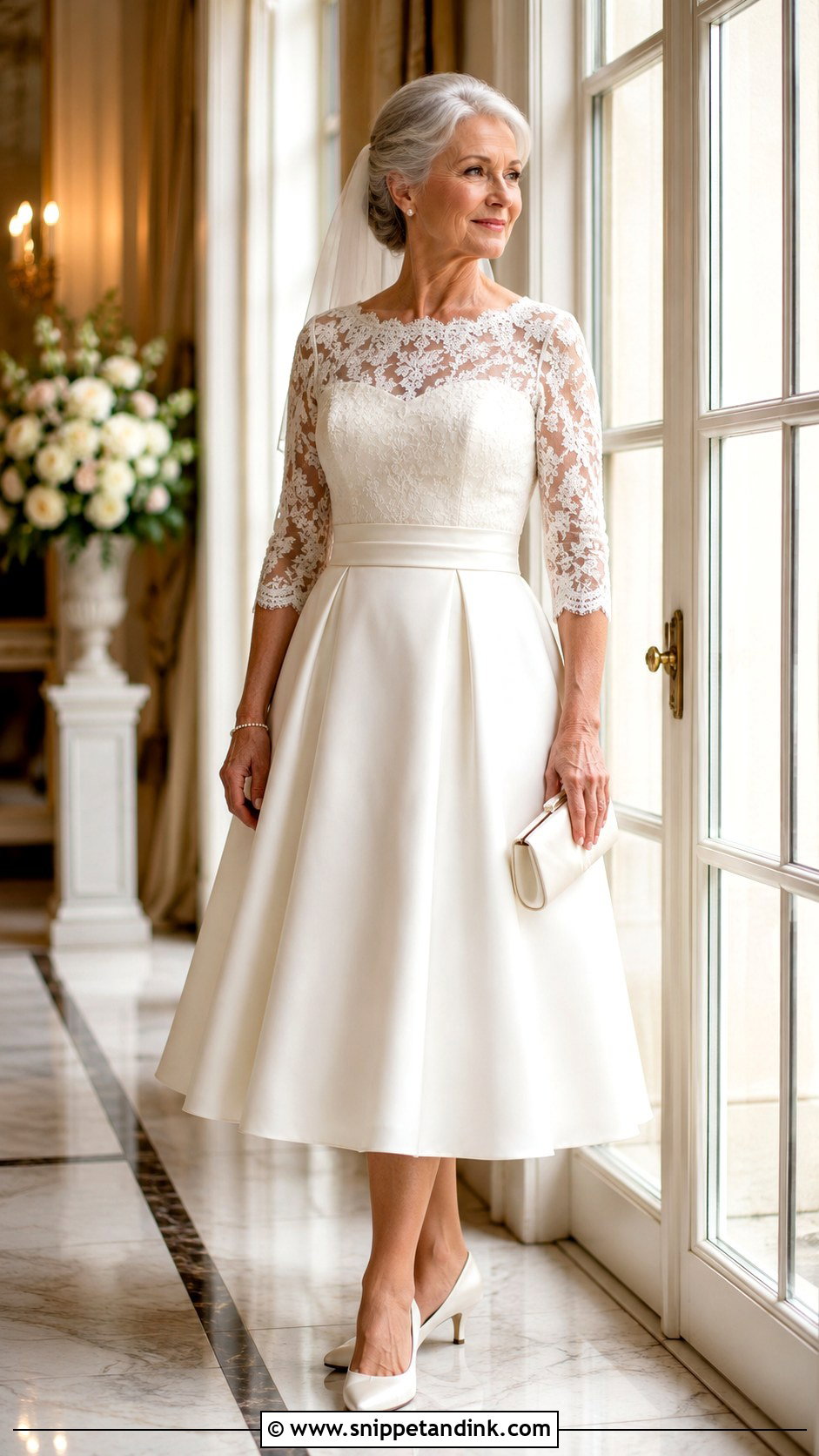 Three Quarter Sleeve Wedding Dress - Snippet and Ink - 20 Wedding Dresses for Older Brides