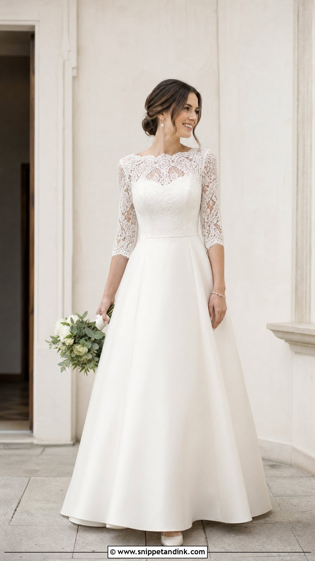 Three Quarter Sleeve Wedding Dress - Snippet and Ink - 25 Timeless Wedding Dresses with Sleeves