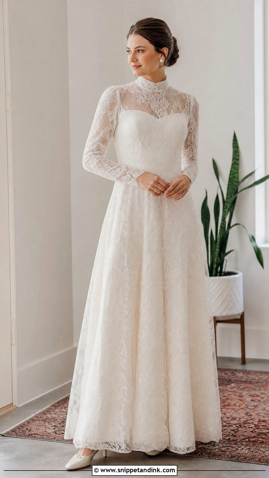 Thrifted High Neck Wedding Dress - Snippet and Ink - 25 Thrifted Wedding Dress Ideas