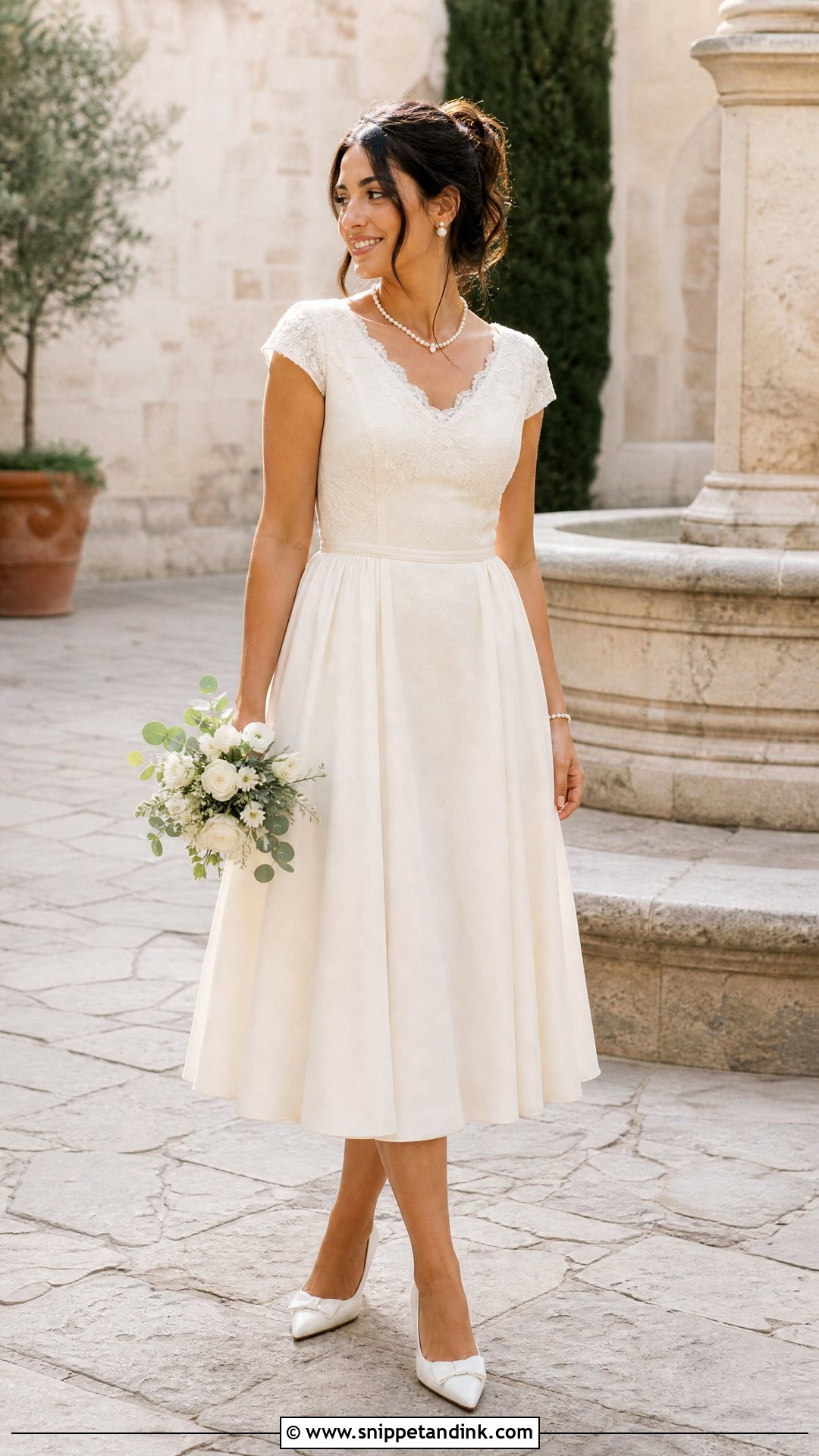 Thrifted Short Sleeve Wedding Dress - Snippet and Ink - 25 Thrifted Wedding Dress Ideas